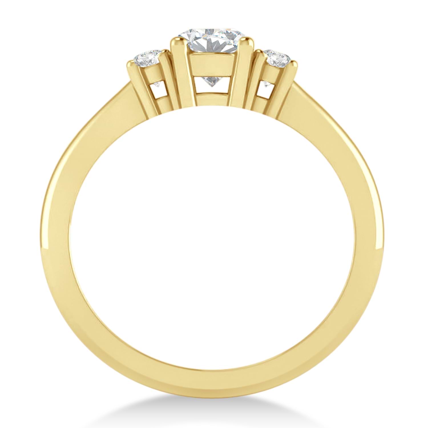 Round Moissanite & Diamond Three-Stone Engagement Ring 14k Yellow Gold (0.60ct)