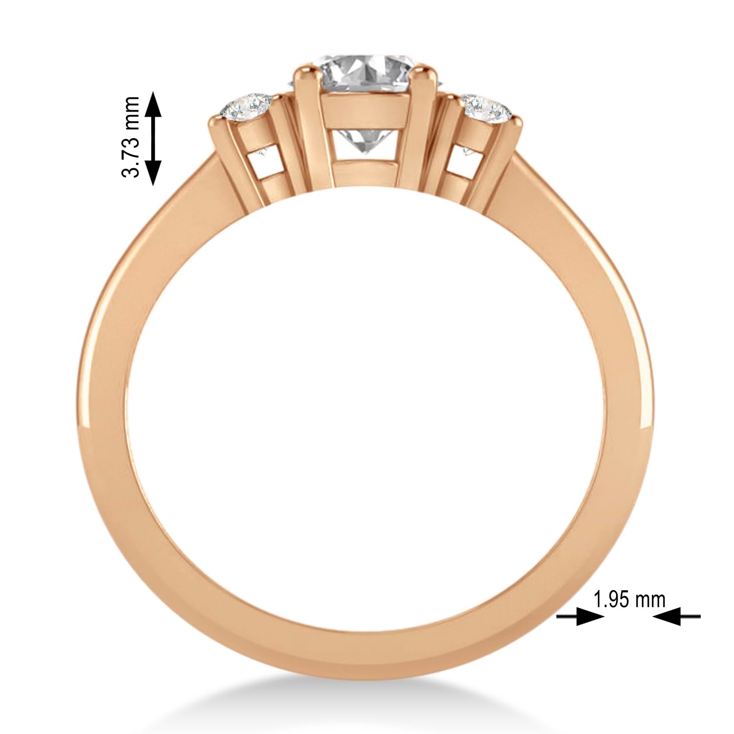Round Lab Grown Diamond Three-Stone Engagement Ring 14k Rose Gold (0.89ct)