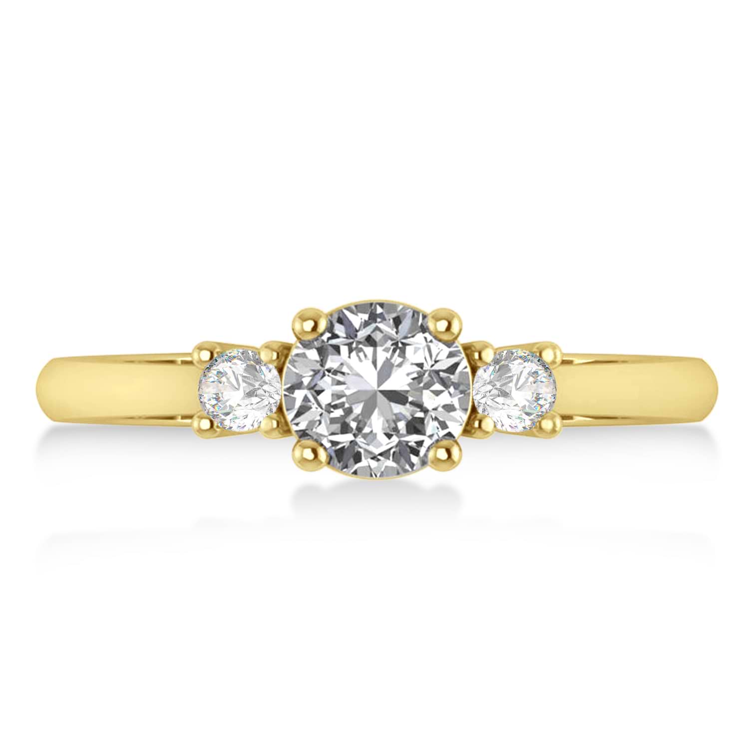 Round Lab Grown Diamond Three-Stone Engagement Ring 14k Yellow Gold (0.89ct)