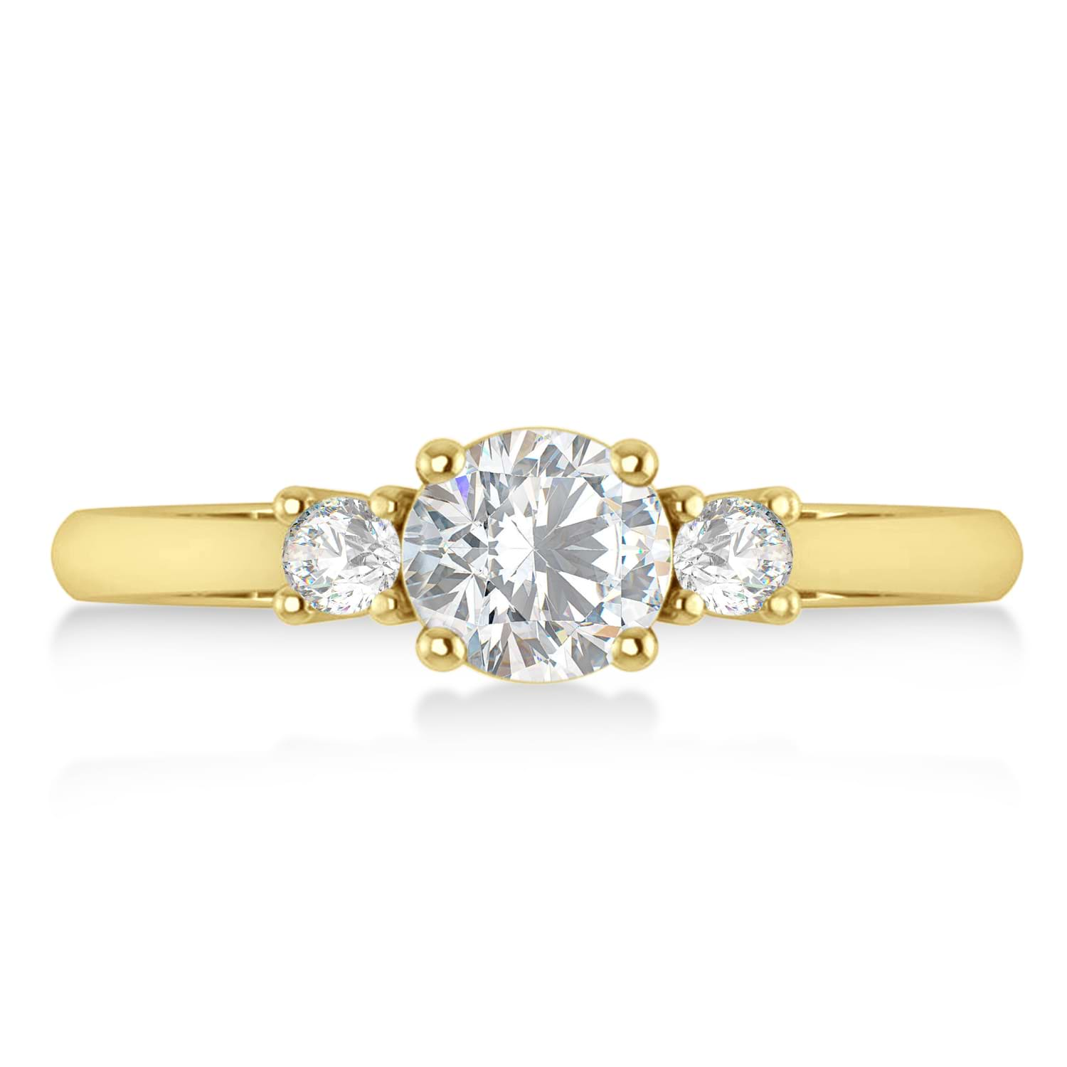 Two-Stone Round Brilliant Diamond Engagement Rings 14K Gold-G,SI 0.42 / Yellow Gold