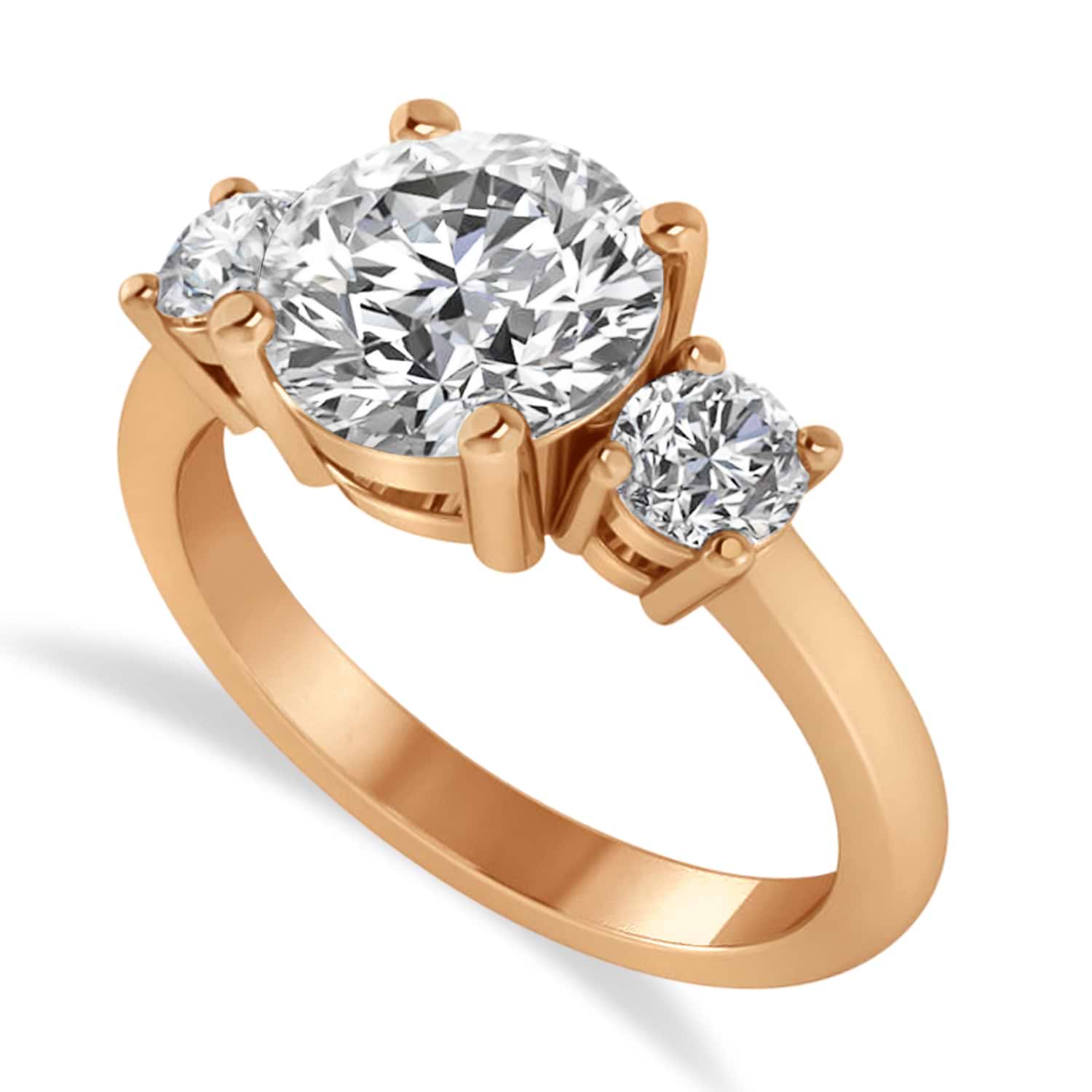 Round 3-Stone Diamond Engagement Ring 14k Rose Gold (2.50ct)