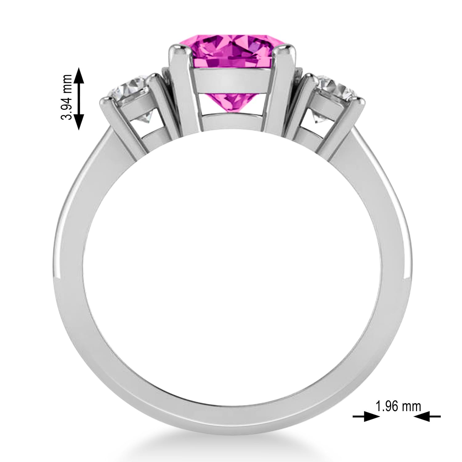 Round 3-Stone Pink Topaz & Diamond Engagement Ring 14k White Gold (2.50ct)