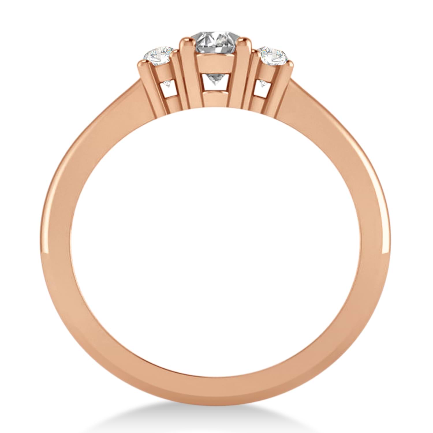 Small Oval Diamond Three-Stone Engagement Ring 14k Rose Gold (0.60ct)