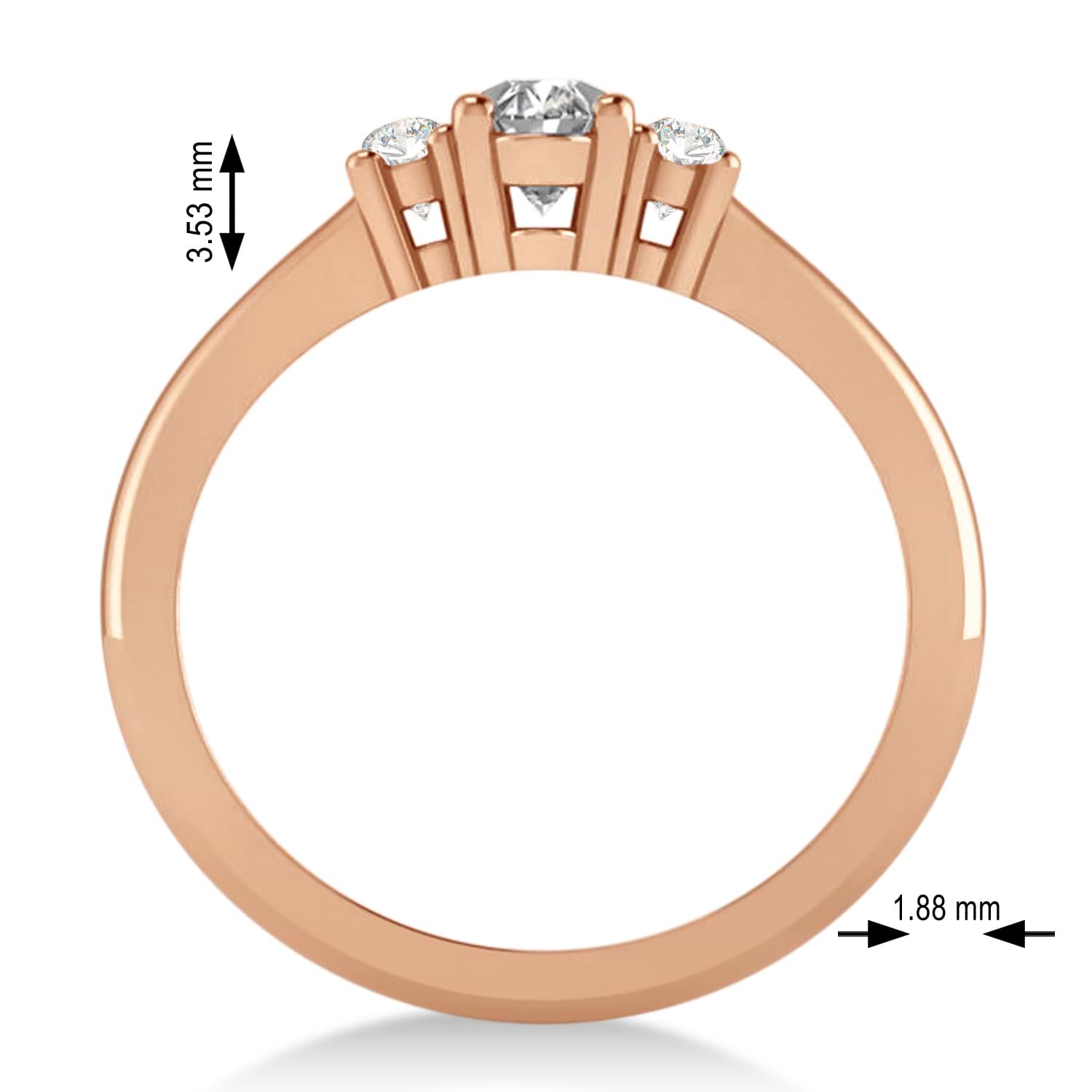 Small Oval Diamond Three-Stone Engagement Ring 14k Rose Gold (0.60ct)