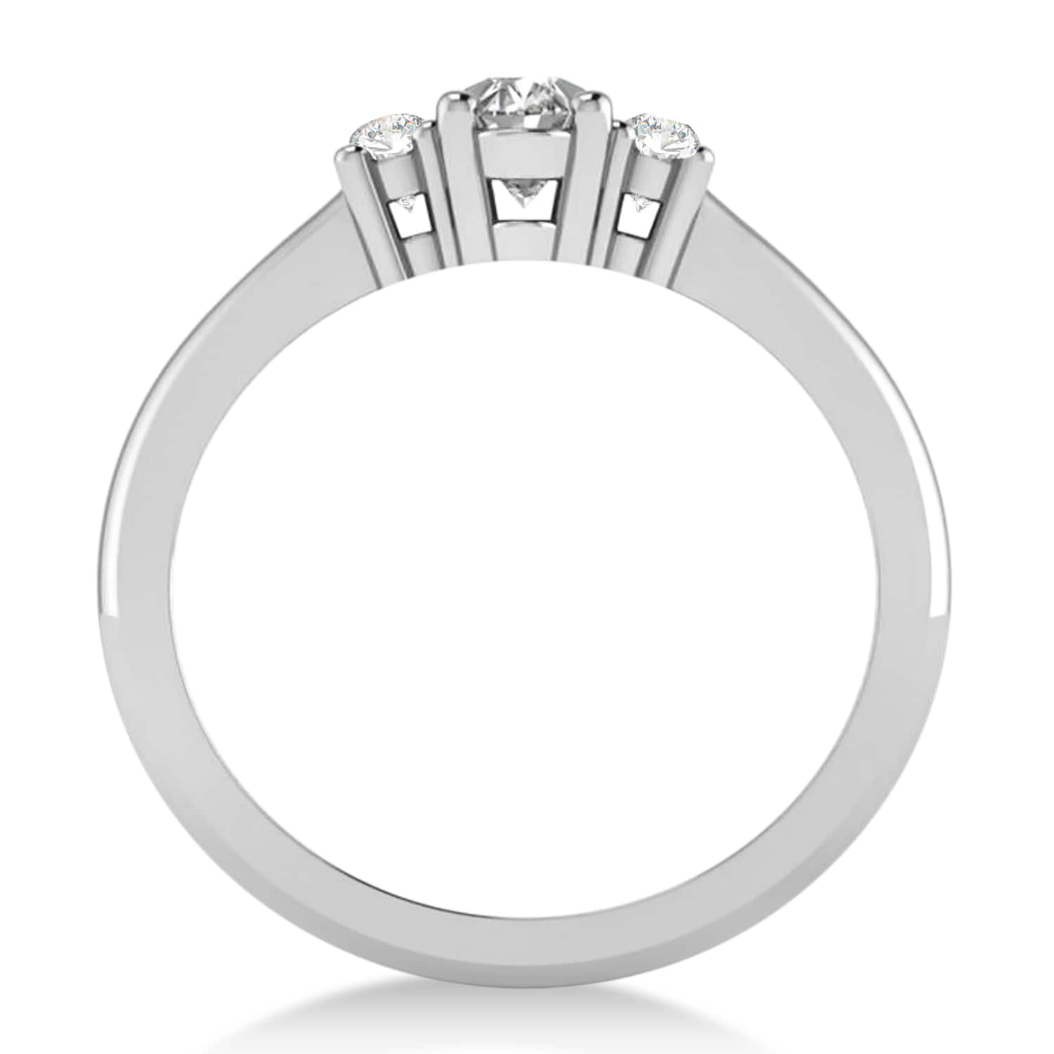 Small Oval Lab Grown Diamond Three-Stone Engagement Ring 14k White Gold (0.60ct)