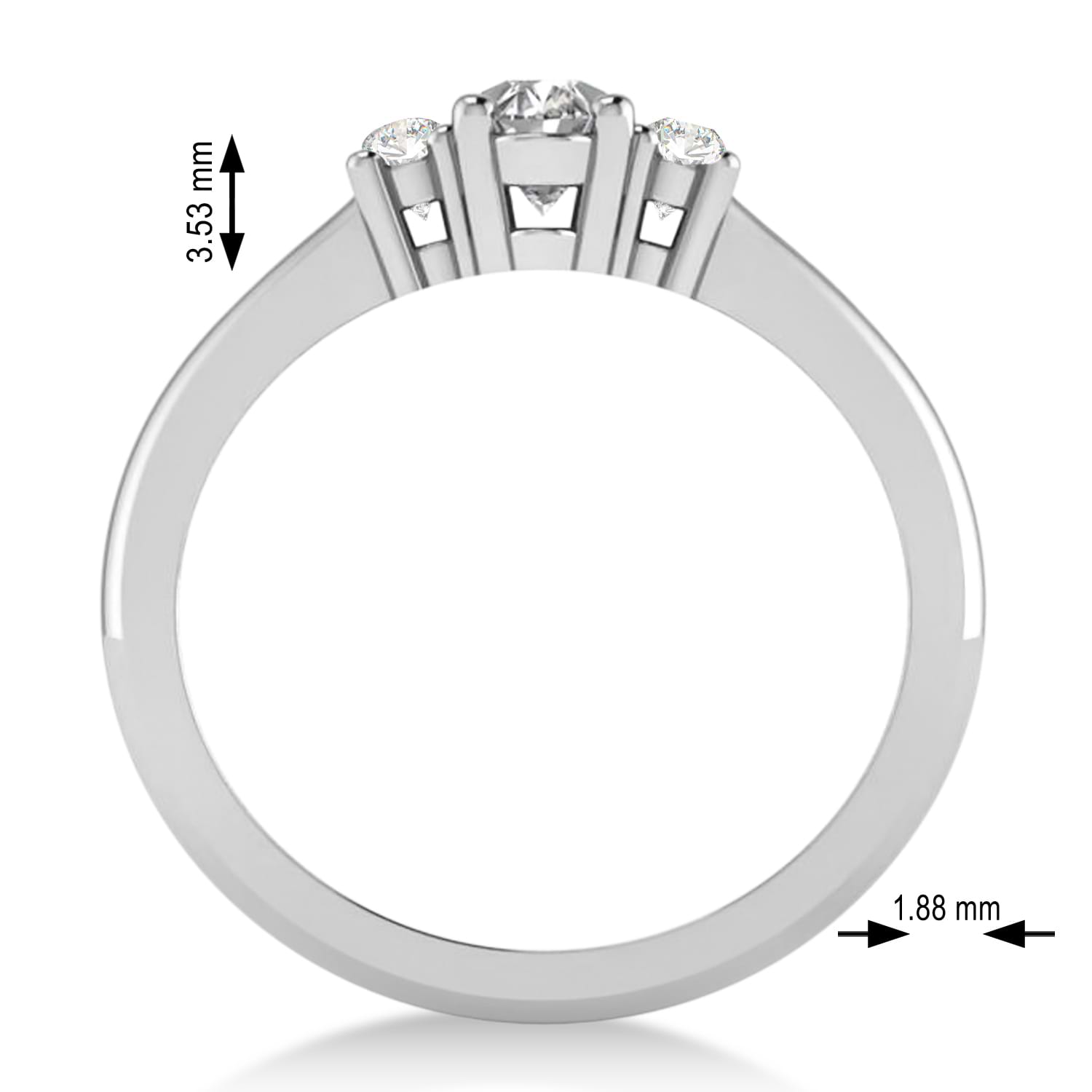 Small Oval Lab Grown Diamond Three-Stone Engagement Ring 14k White Gold (0.60ct)