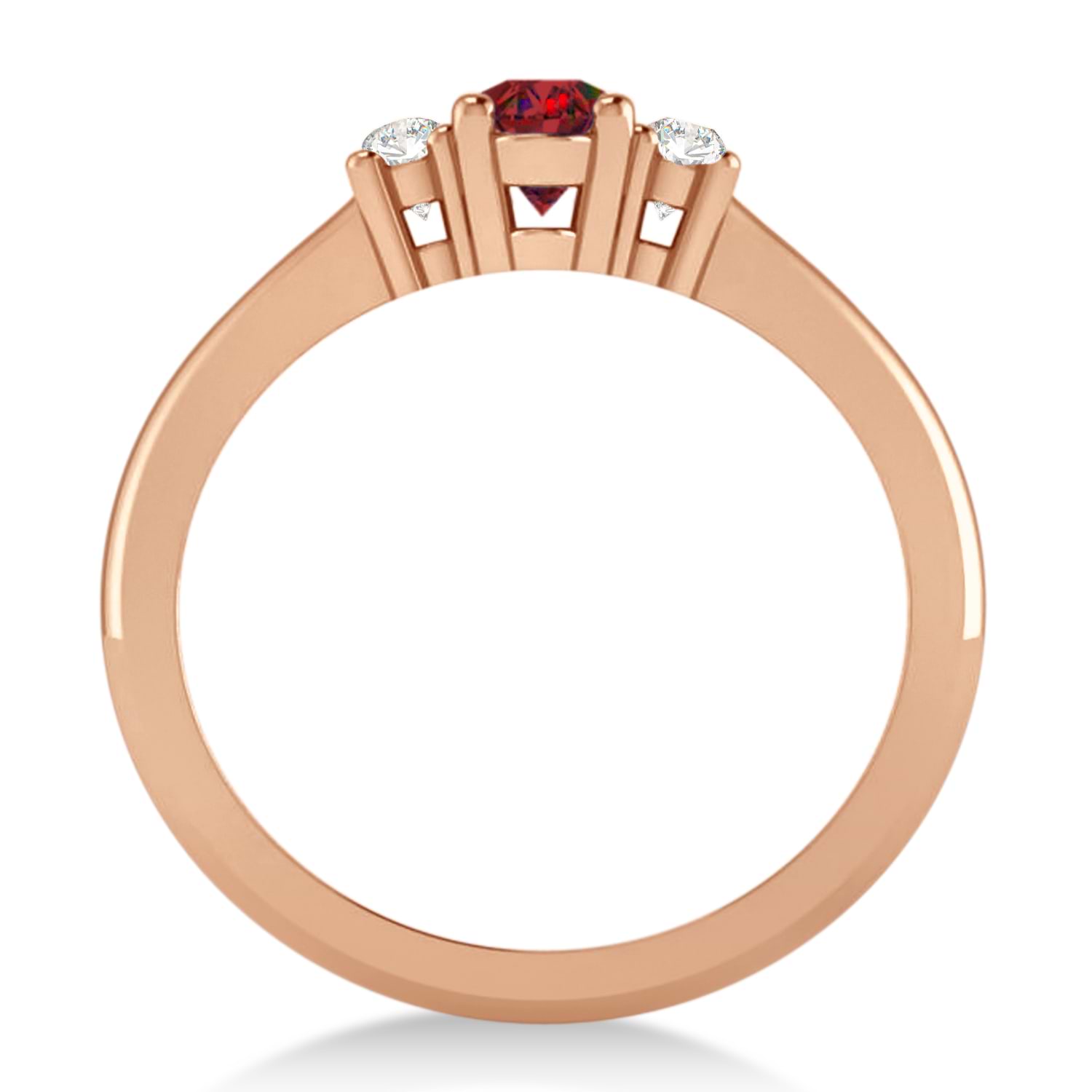 Small Oval Ruby & Diamond Three-Stone Engagement Ring 14k Rose Gold (0.60ct)