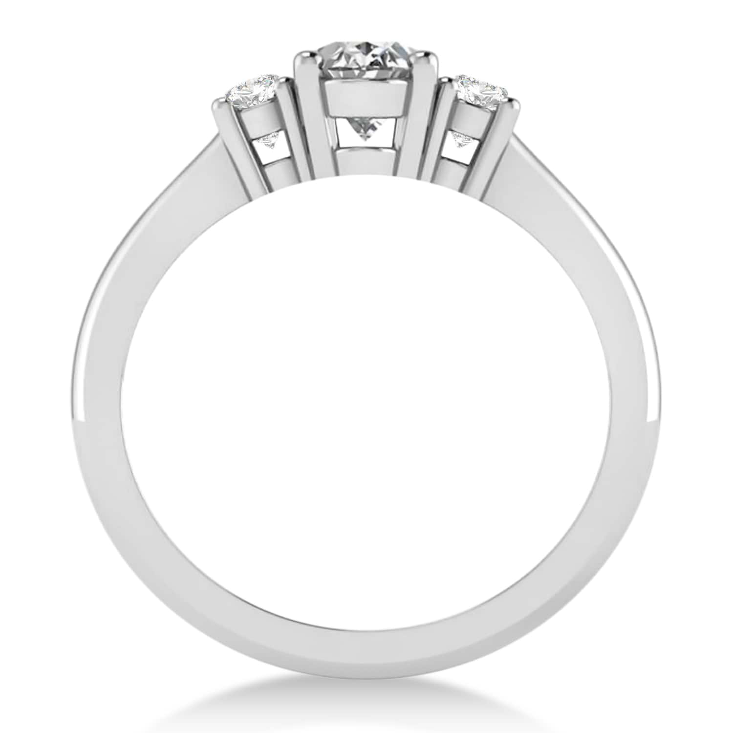 Oval Diamond Three-Stone Engagement Ring 14k White Gold (1.20ct)
