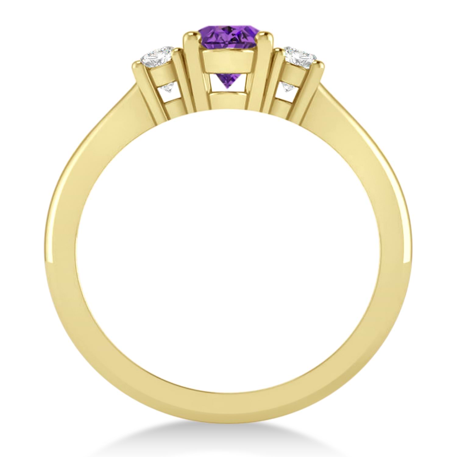 Oval Amethyst & Diamond Three-Stone Engagement Ring 14k Yellow Gold (1.20ct)