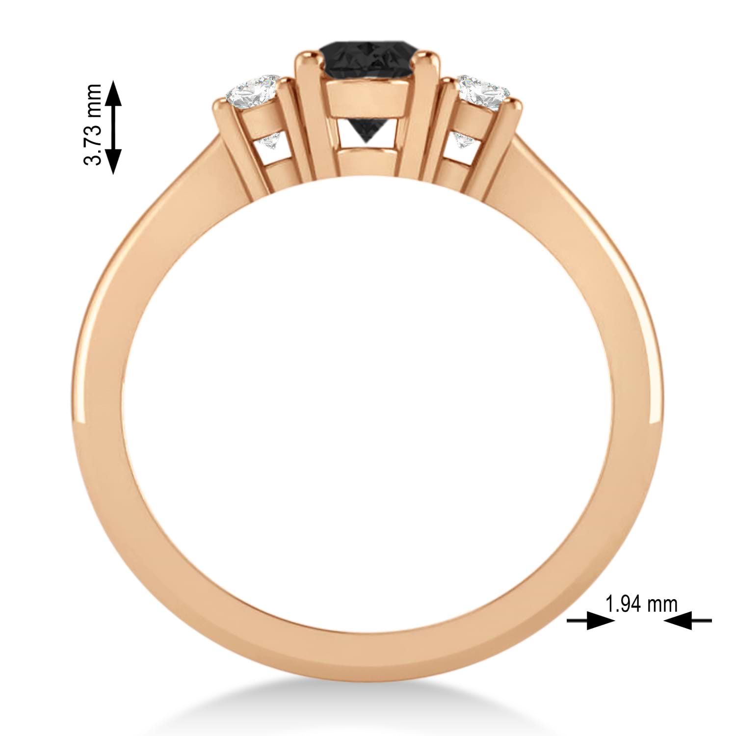 Oval Black & White Diamond Three-Stone Engagement Ring 14k Rose Gold (1.20ct)