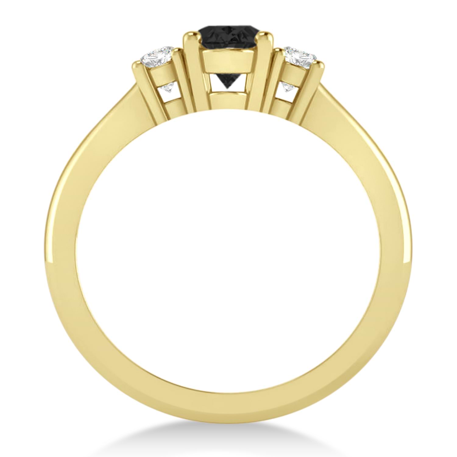 Oval Black & White Diamond Three-Stone Engagement Ring 14k Yellow Gold (1.20ct)