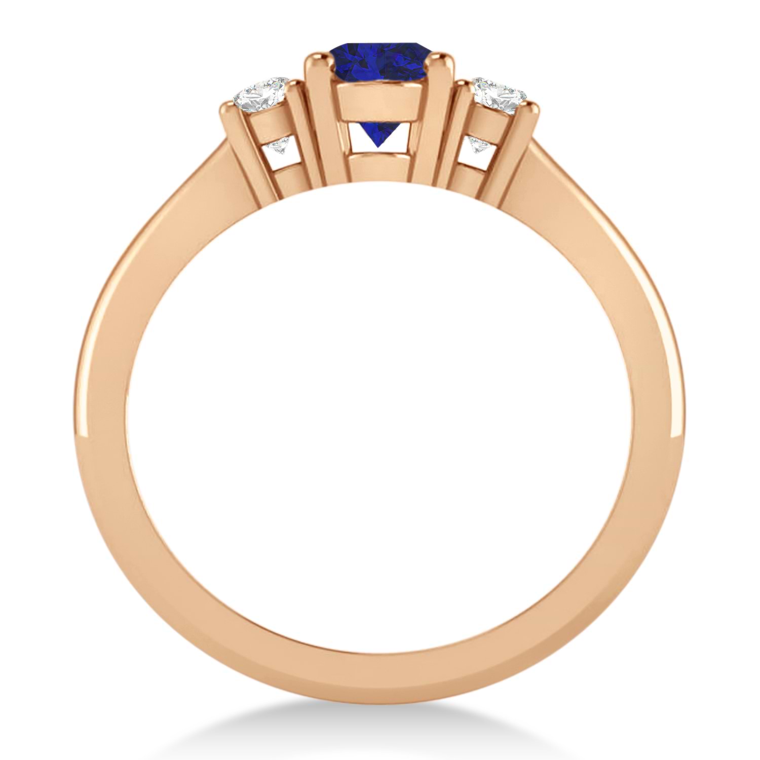 Oval Blue Sapphire & Diamond Three-Stone Engagement Ring 14k Rose Gold (1.20ct)