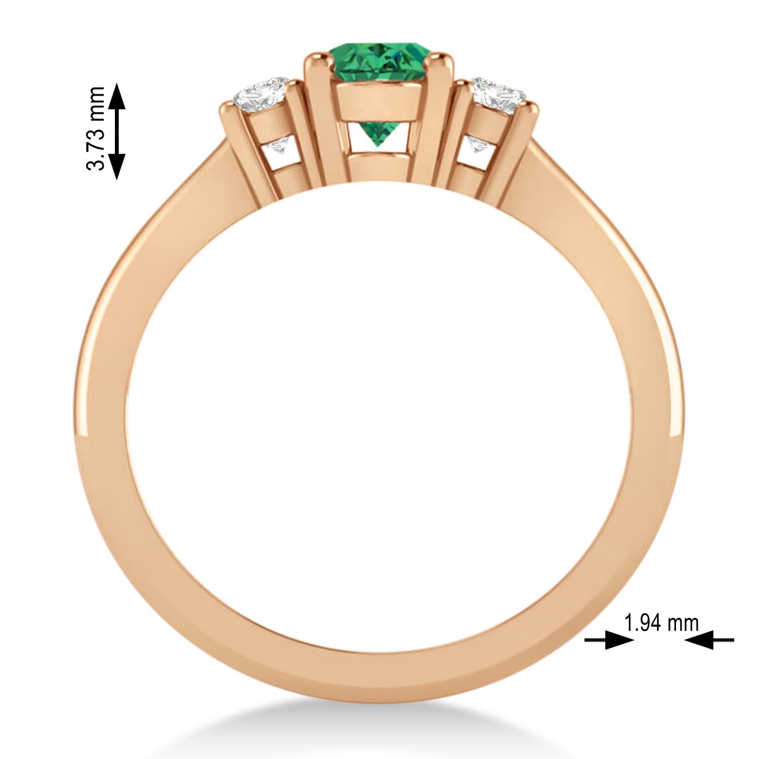 Oval Emerald & Diamond Three-Stone Engagement Ring 14k Rose Gold (1.20ct)