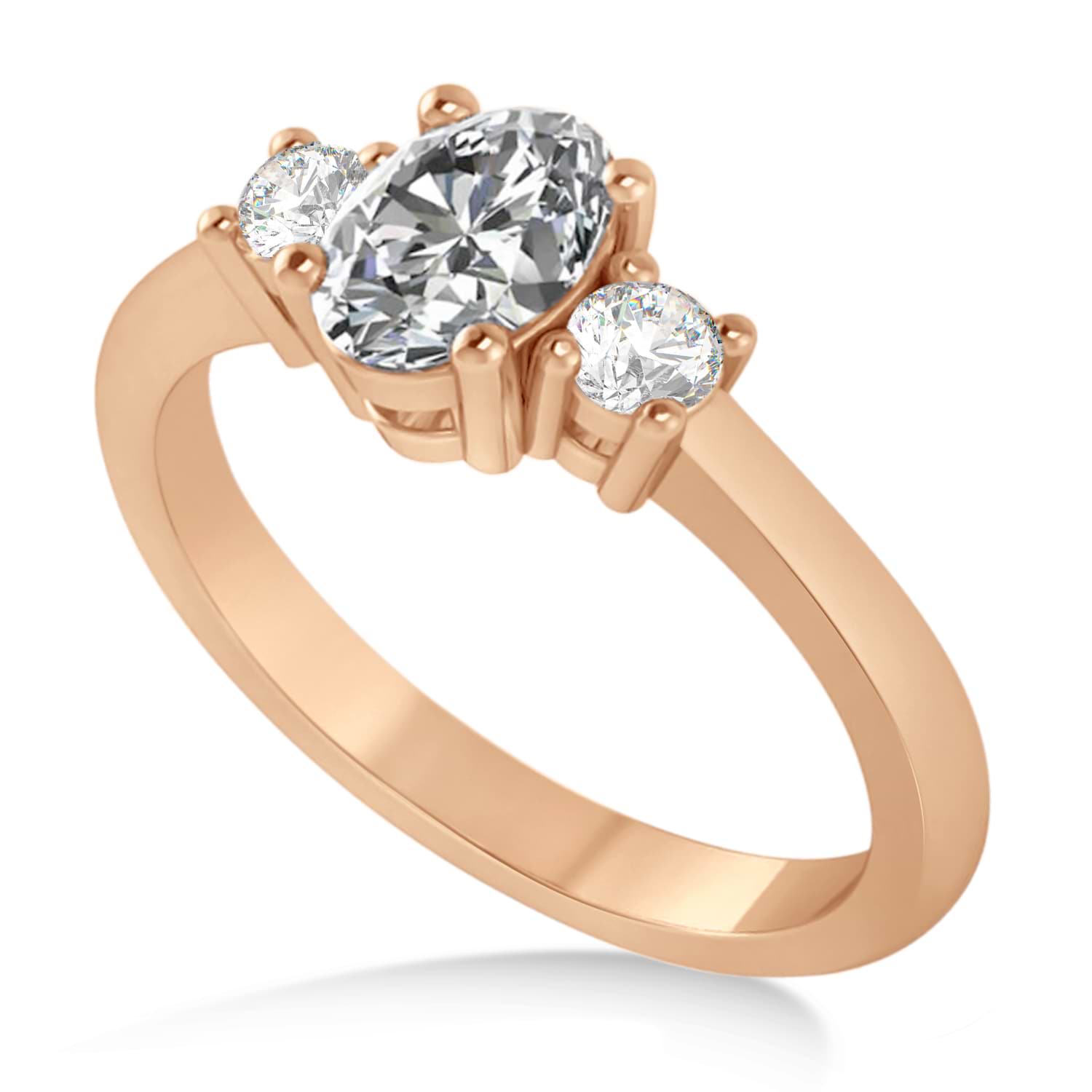 Oval Lab Grown Diamond Three-Stone Engagement Ring 14k Rose Gold (1.20ct)
