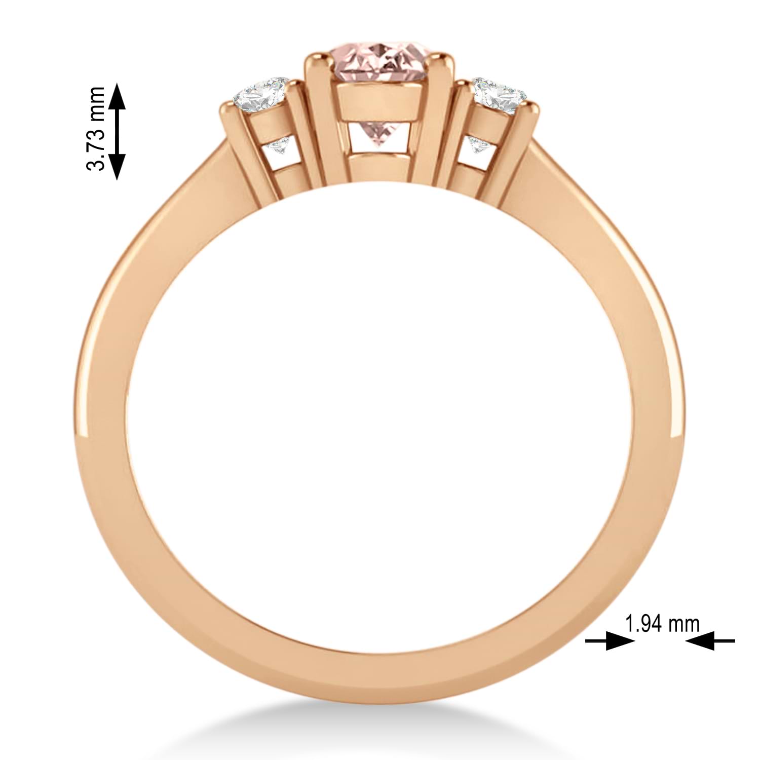 Oval Morganite & Diamond Three-Stone Engagement Ring 14k Rose Gold (1.20ct)