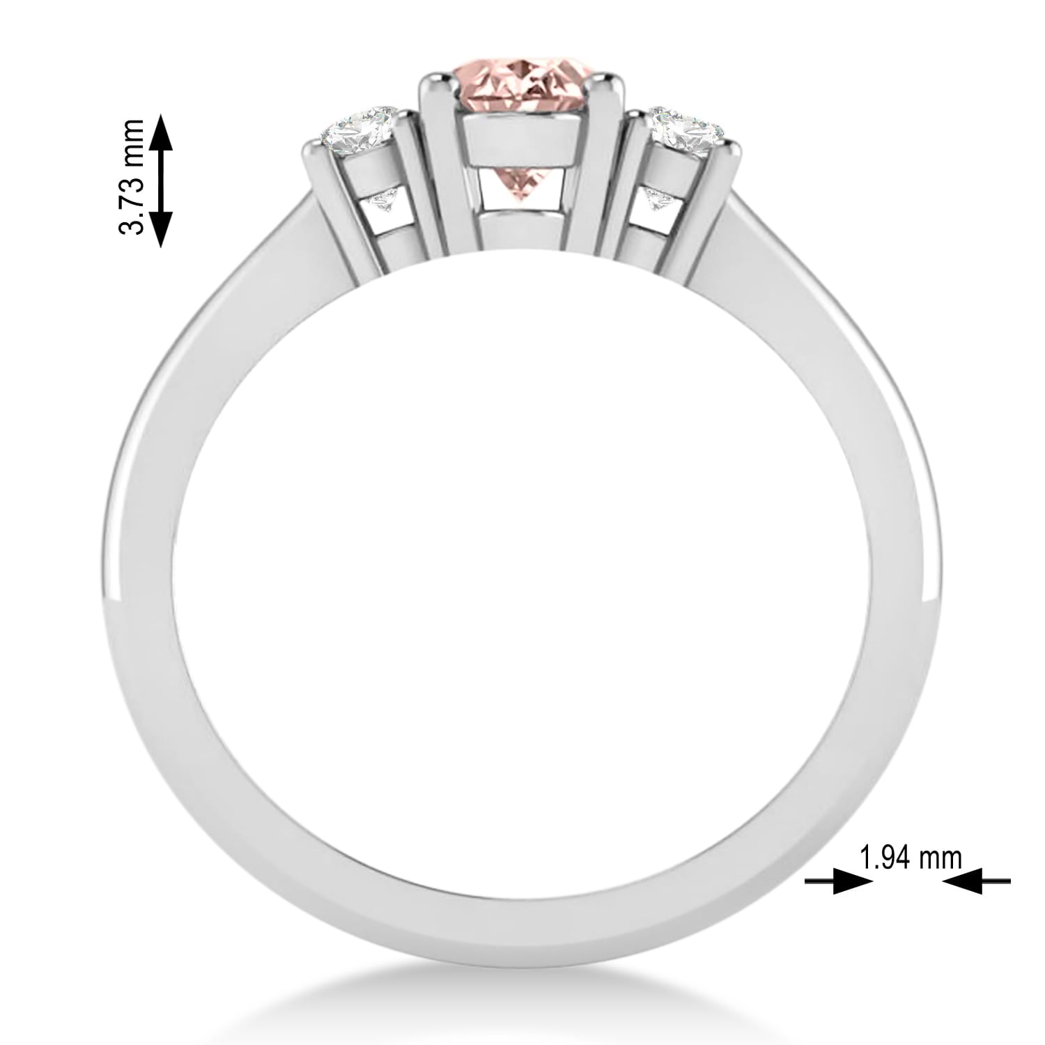 Oval Morganite & Diamond Three-Stone Engagement Ring 14k White Gold (1.20ct)
