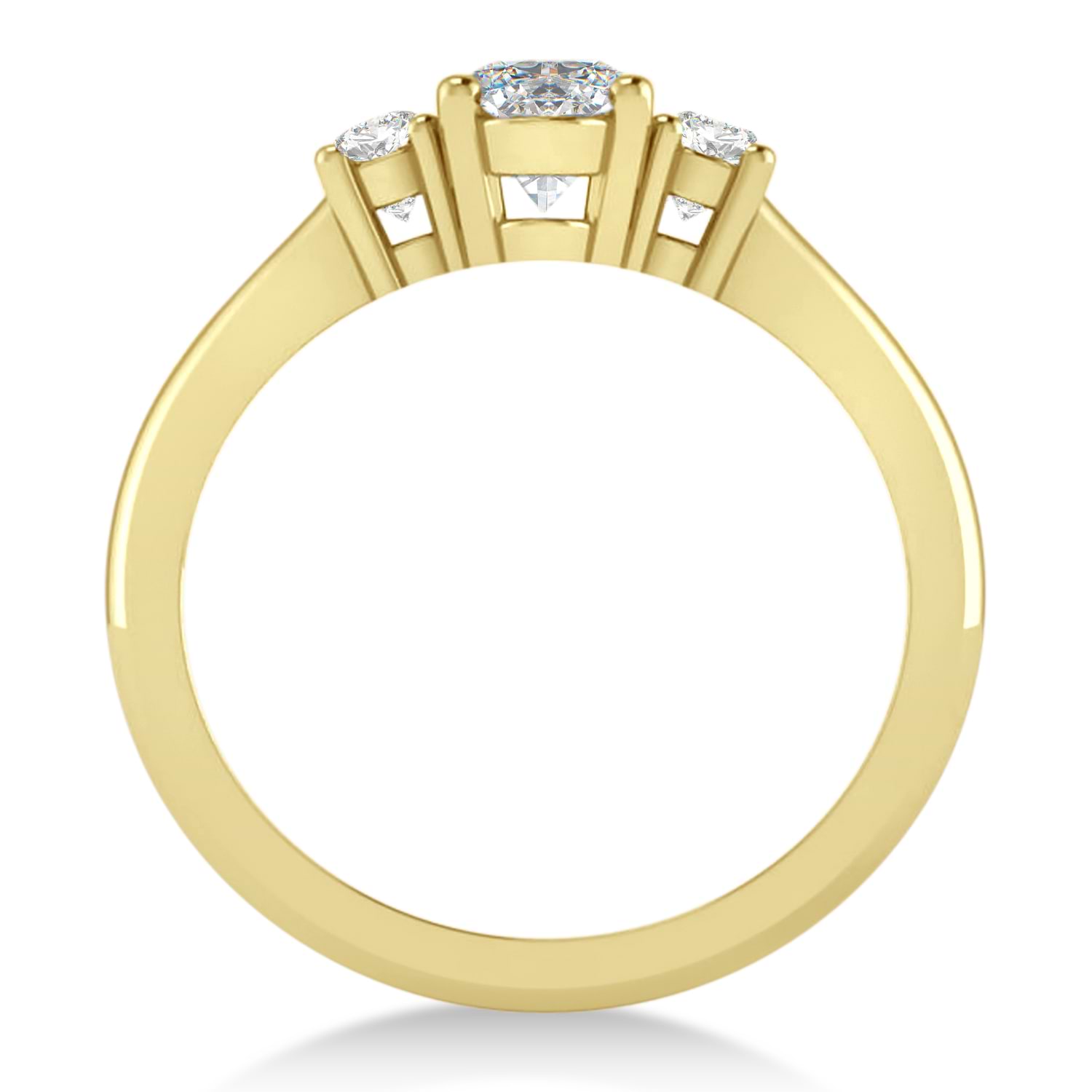 Oval Moissanite & Diamond Three-Stone Engagement Ring 14k Yellow Gold (1.20ct)