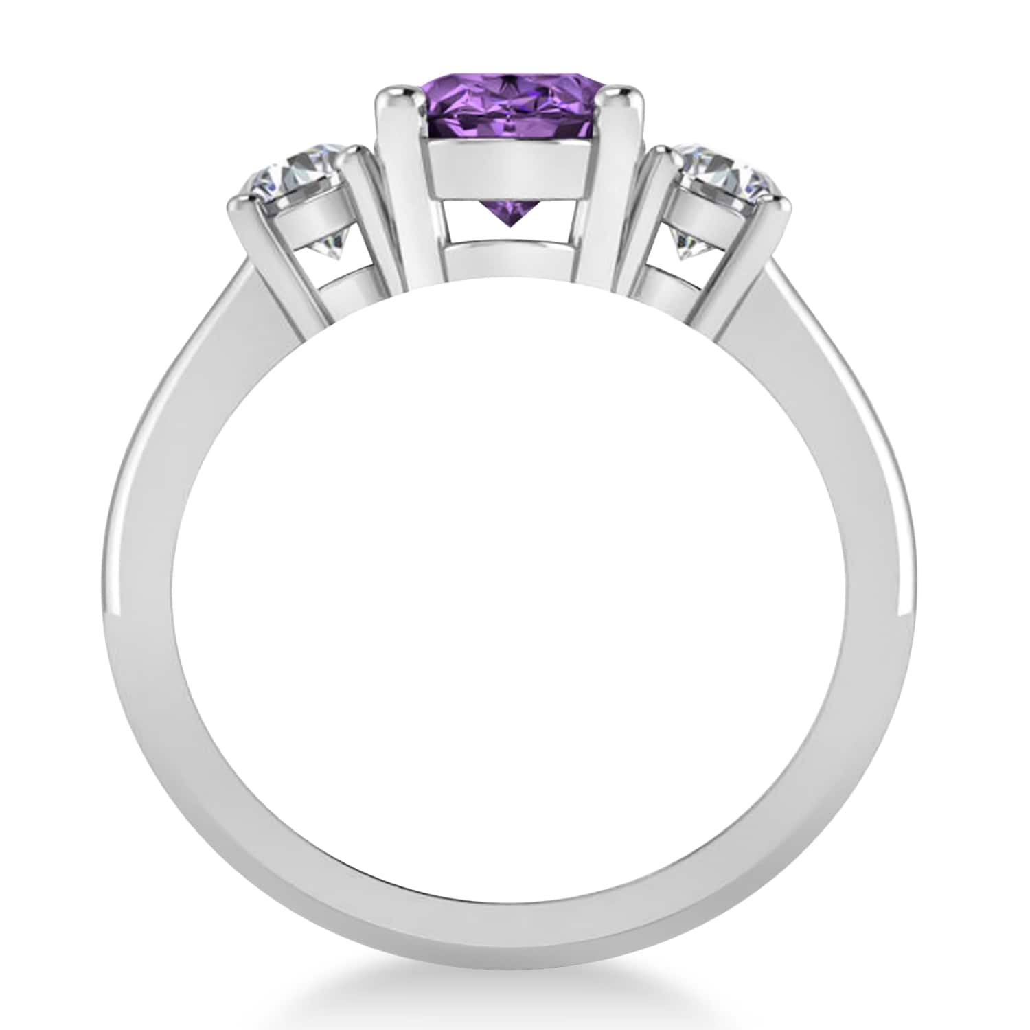 Oval Round 3 Stone Amethyst Diamond Engagement Ring 14k White Gold 3.00ct