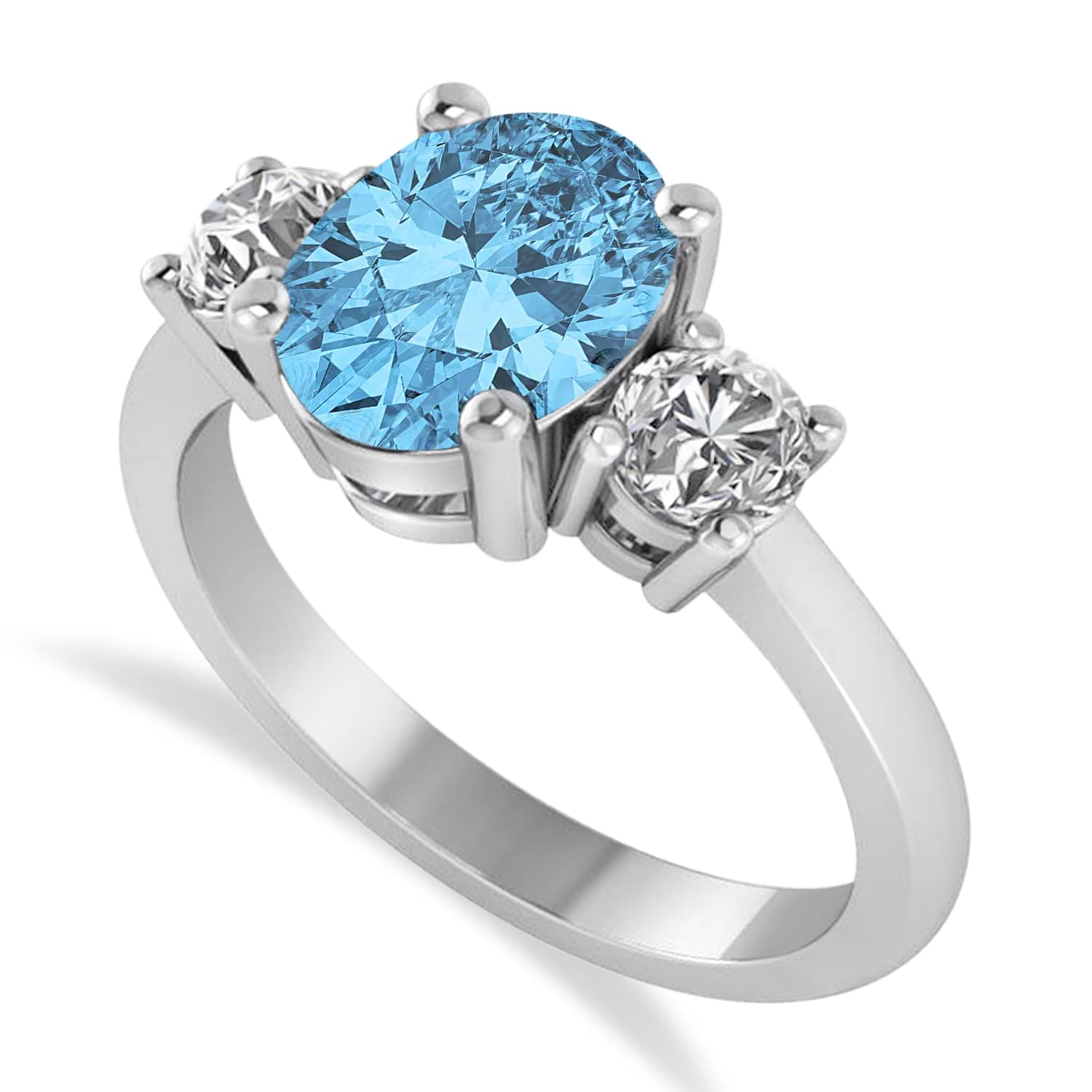 Natural London Blue Topaz and Diamond Dainty Ring