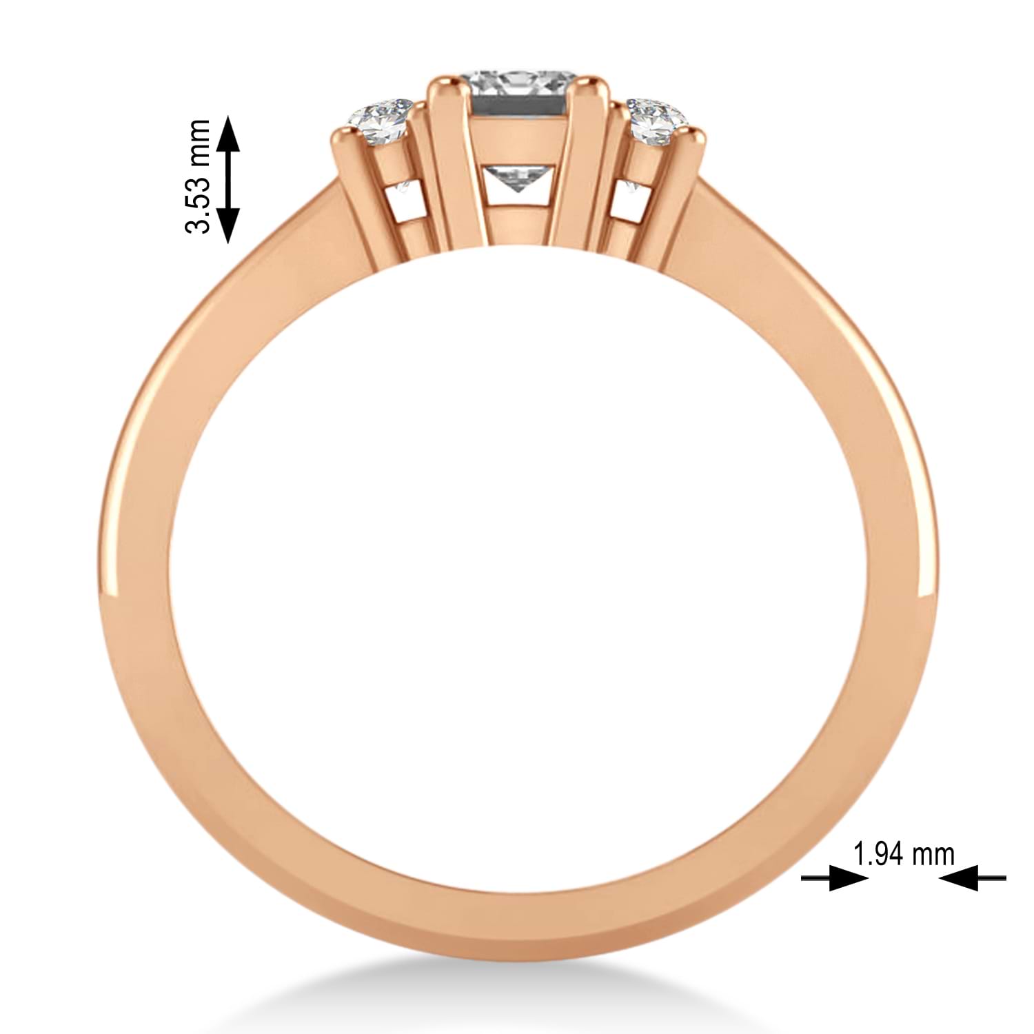 Emerald Diamond Three-Stone Engagement Ring 14k Rose Gold (0.60ct)