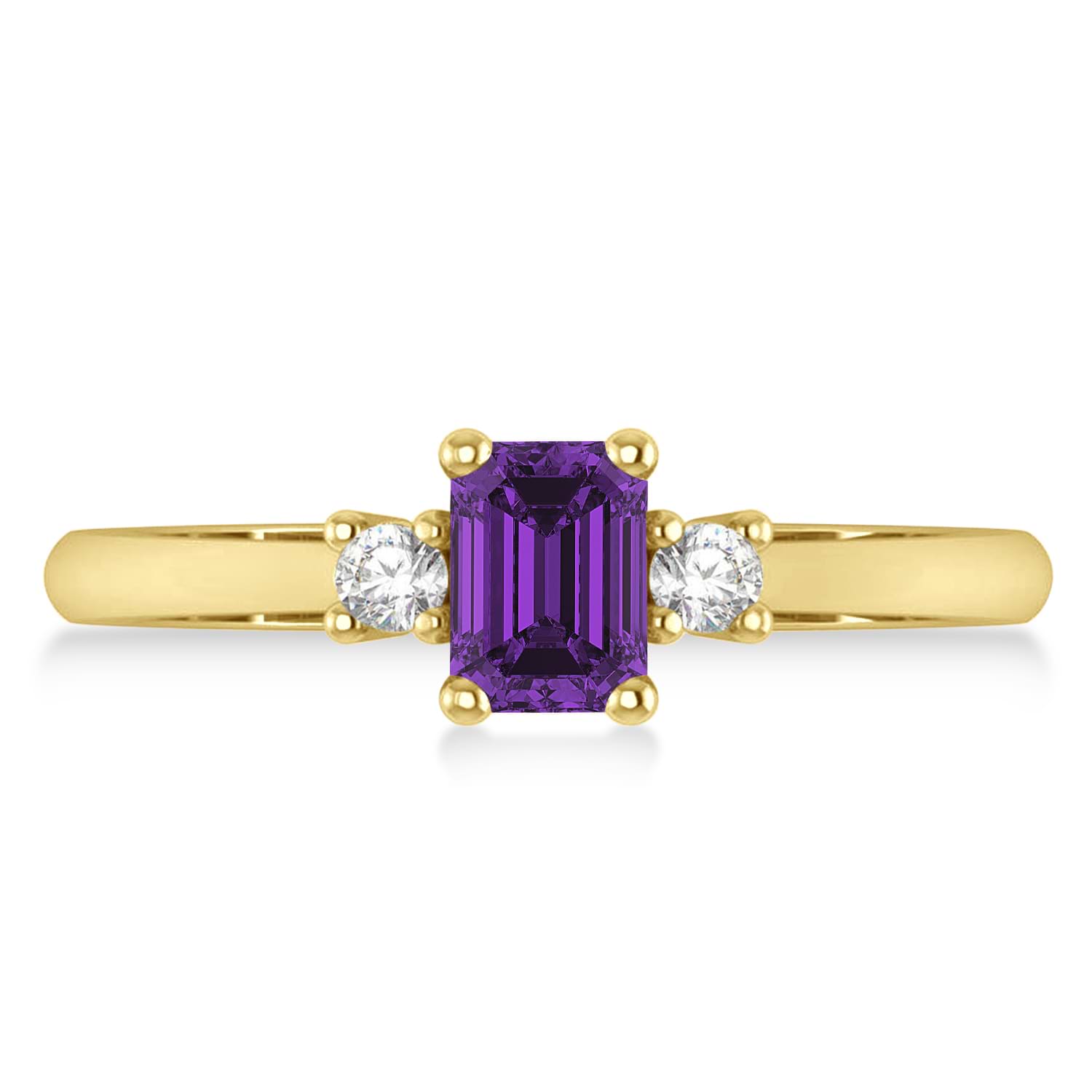 Emerald Amethyst & Diamond Three-Stone Engagement Ring 14k Yellow Gold (0.60ct)