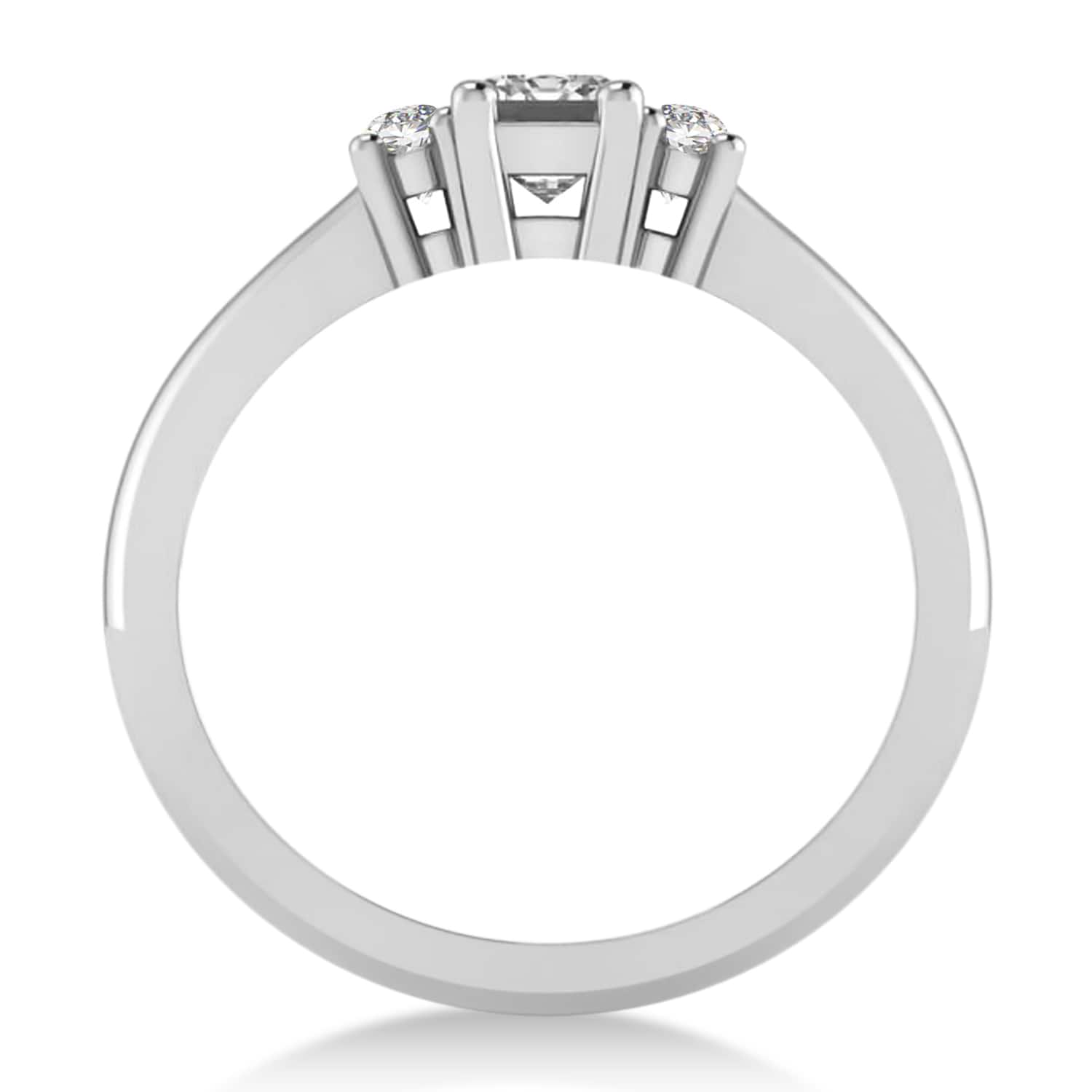 Emerald Lab Grown Diamond Three-Stone Engagement Ring 14k White Gold (0.60ct)