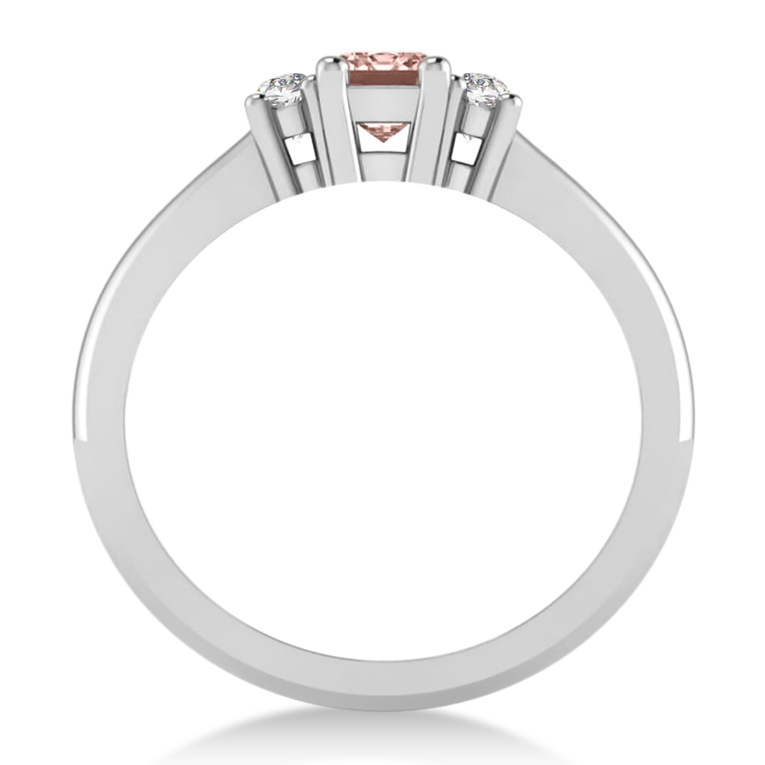 Emerald Morganite & Diamond Three-Stone Engagement Ring 14k White Gold (0.60ct)