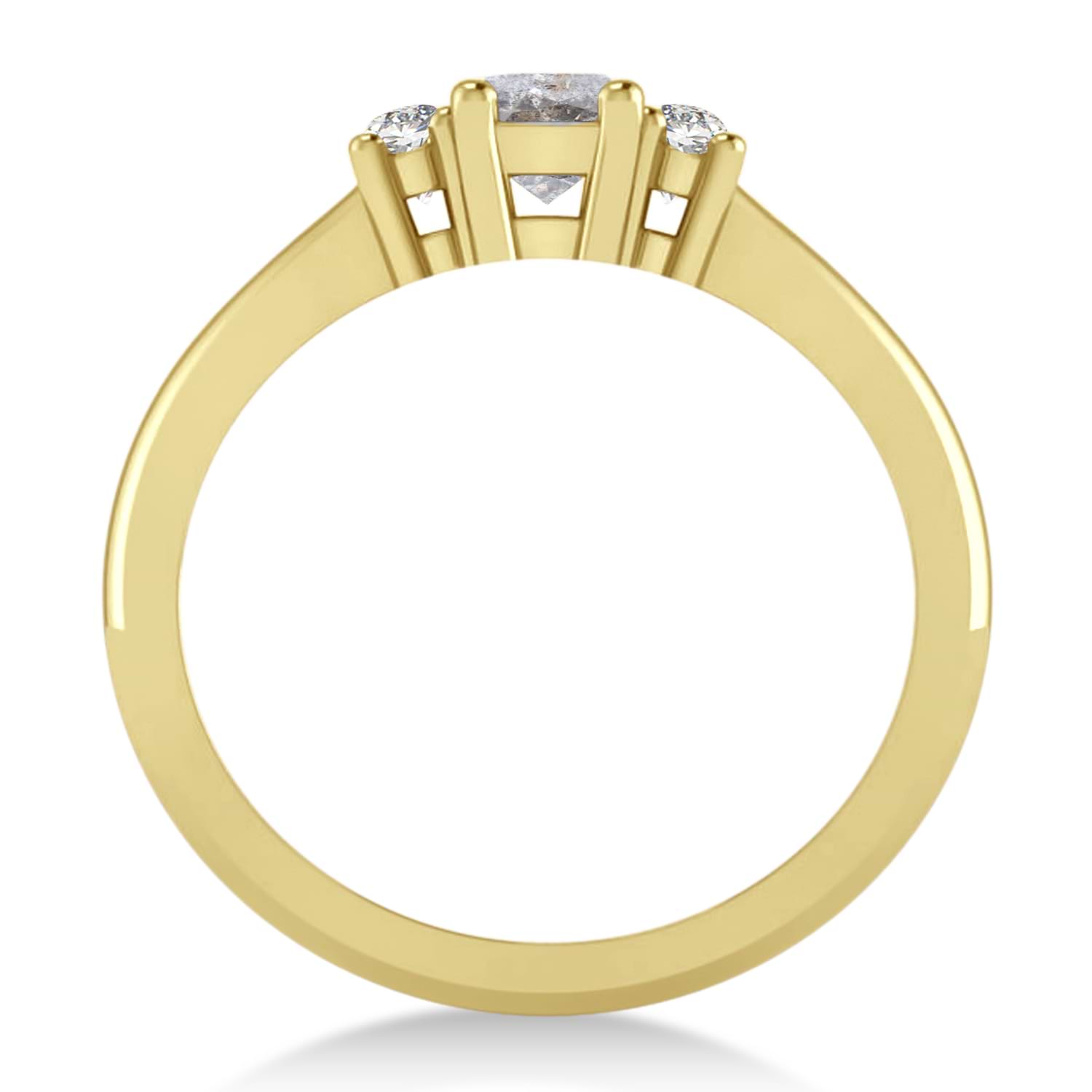 Emerald Salt & Pepper & White Diamond Three-Stone Engagement Ring 14k Yellow Gold (0.60ct)