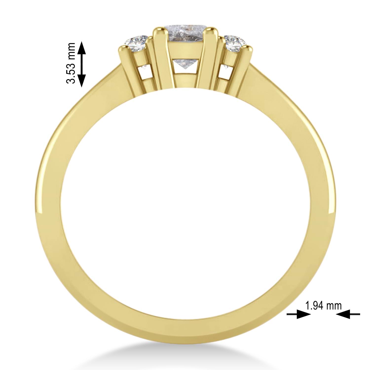 Emerald Salt & Pepper & White Diamond Three-Stone Engagement Ring 14k Yellow Gold (0.60ct)