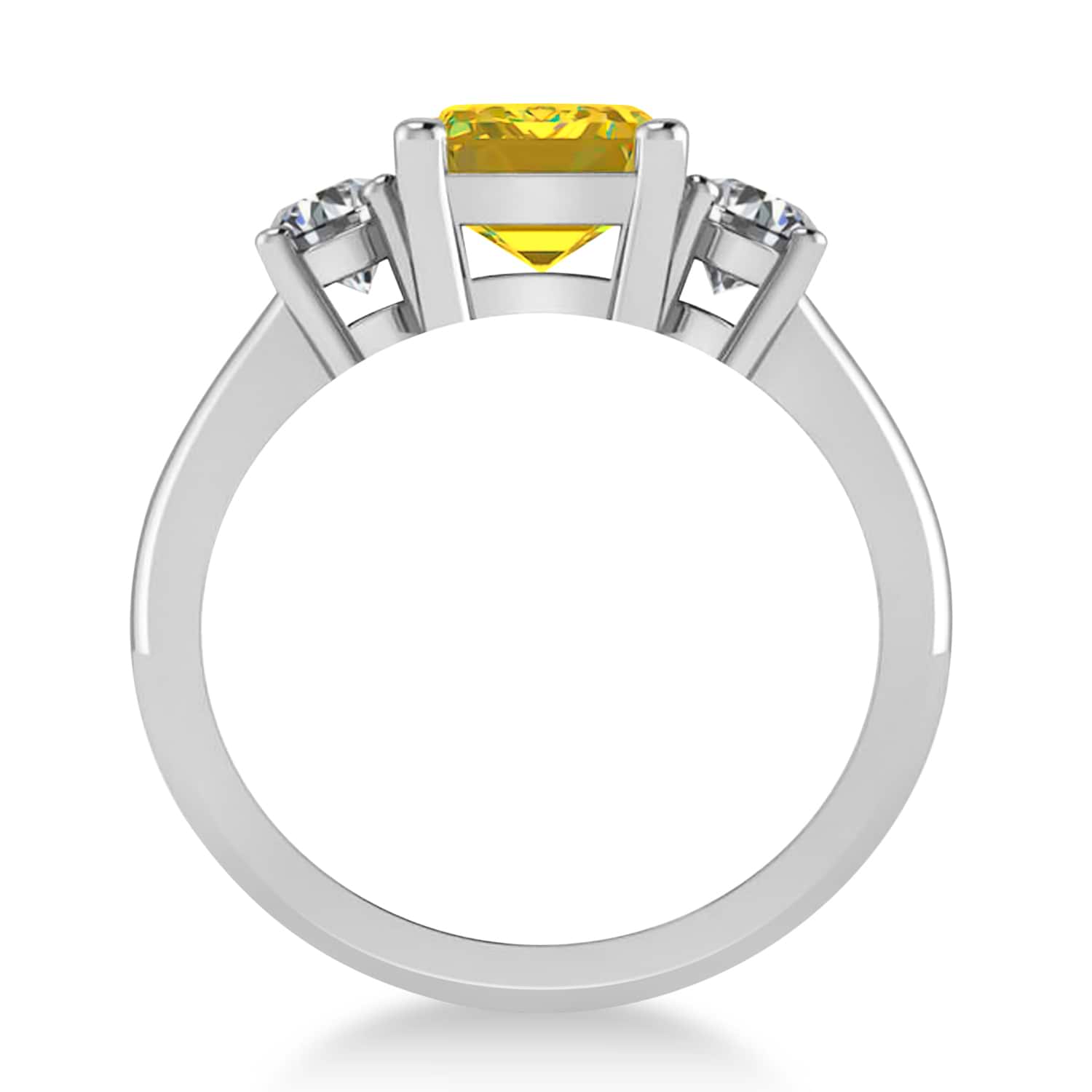 Emerald & Round 3-Stone Yellow Sapphire & Diamond Engagement Ring 14k White Gold (3.00ct)