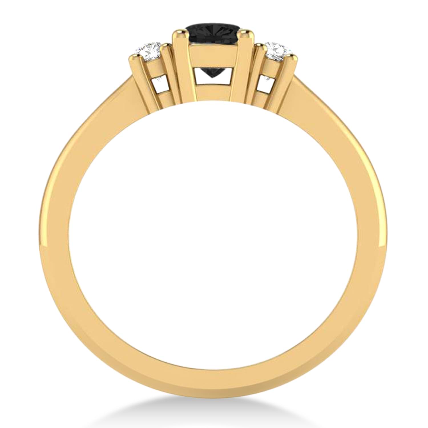 Cushion Black & White Diamond Three-Stone Engagement Ring 14k Yellow Gold (0.60ct)