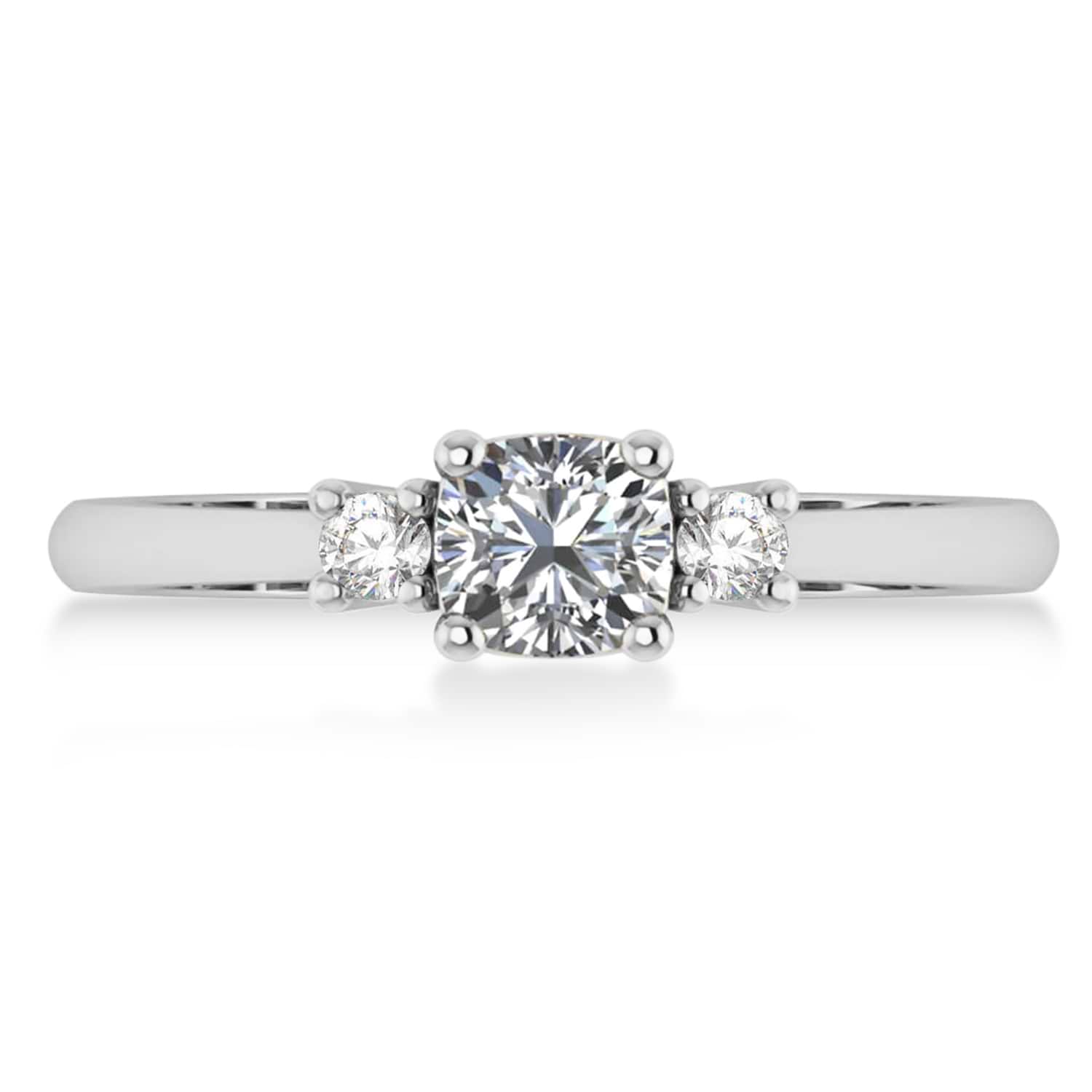 Cushion Lab Grown Diamond Three-Stone Engagement Ring 14k White Gold (0.60ct)
