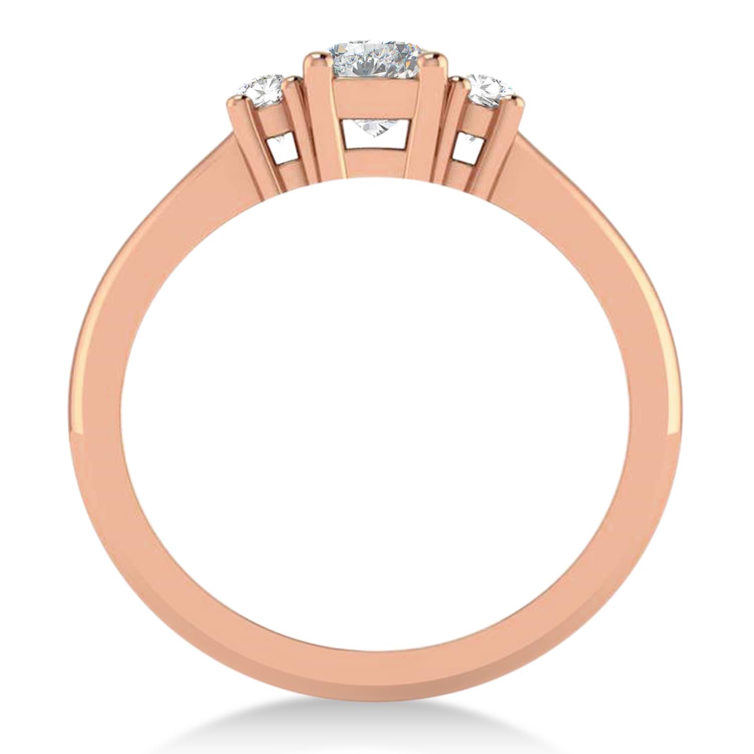 Cushion Moissanite & Diamond Three-Stone Engagement Ring 14k Rose Gold (0.60ct)