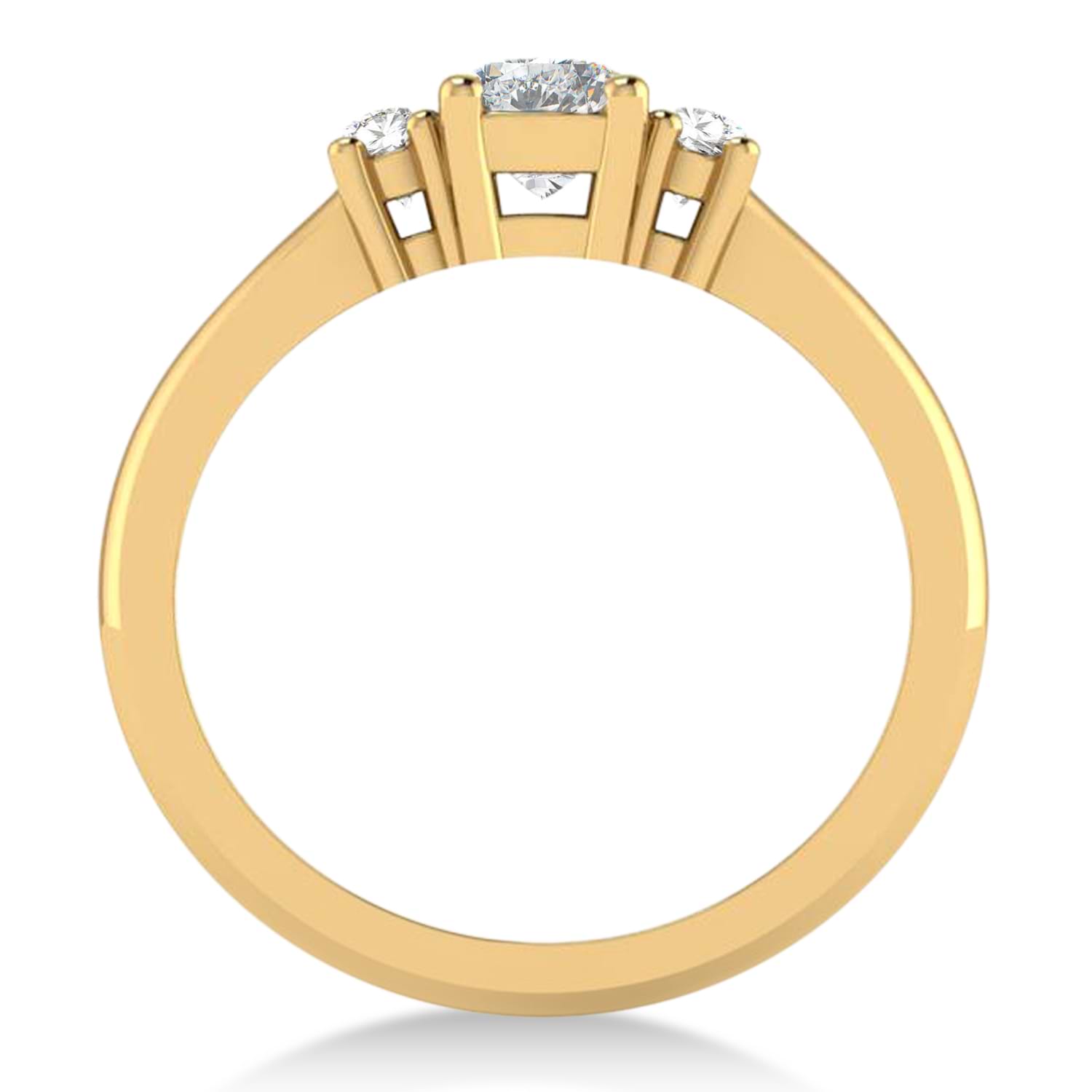 Cushion Moissanite & Diamond Three-Stone Engagement Ring 14k Yellow Gold (0.60ct)