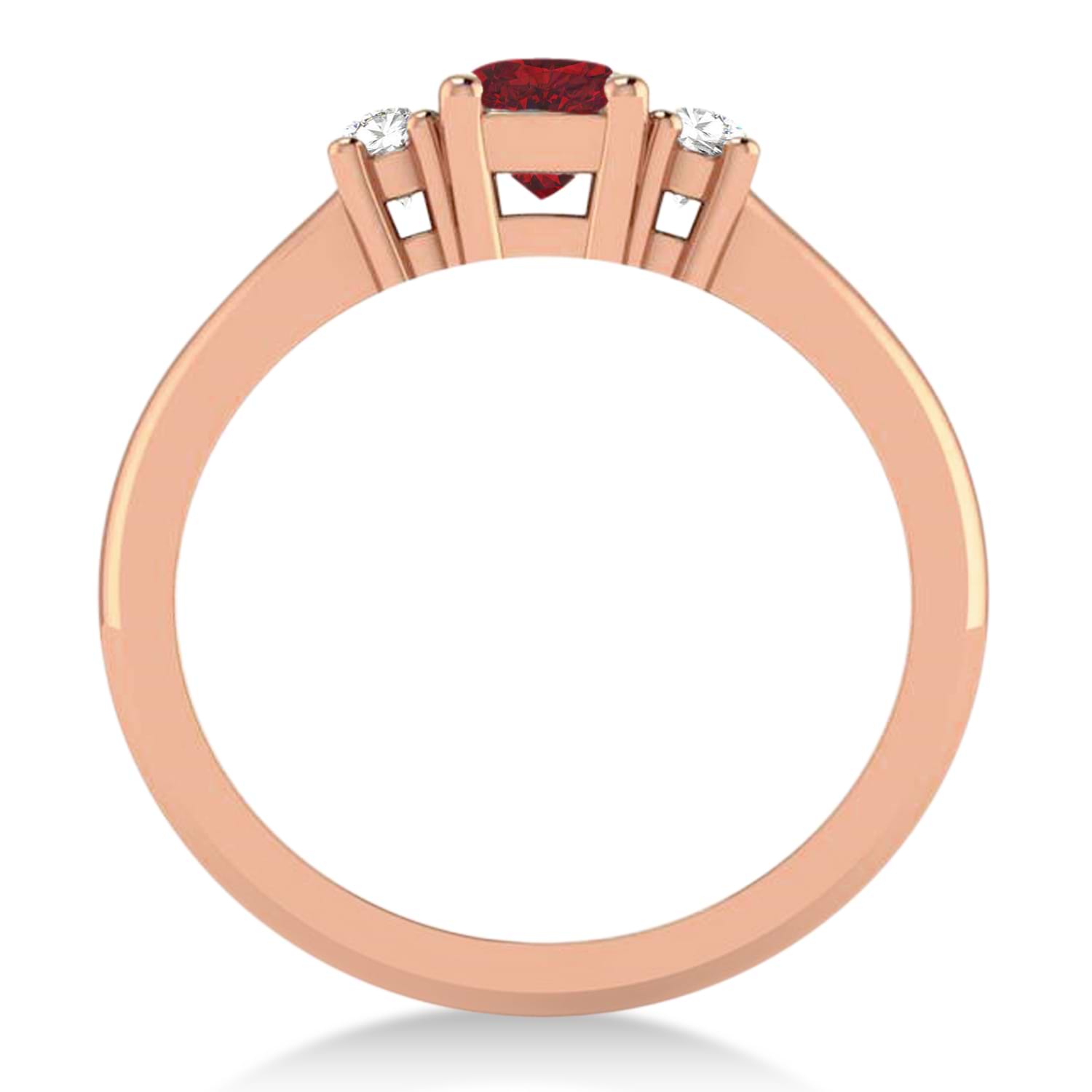 Cushion Ruby & Diamond Three-Stone Engagement Ring 14k Rose Gold (0.60ct)