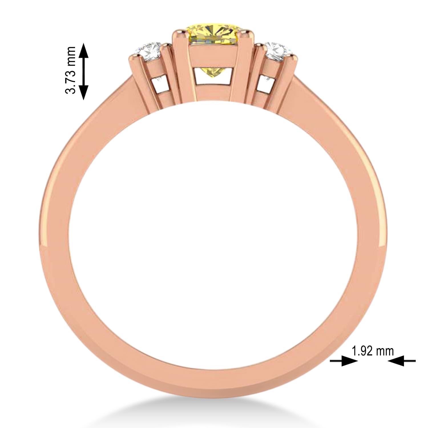 Cushion Yellow & White Diamond Three-Stone Engagement Ring 14k Rose Gold (0.60ct)