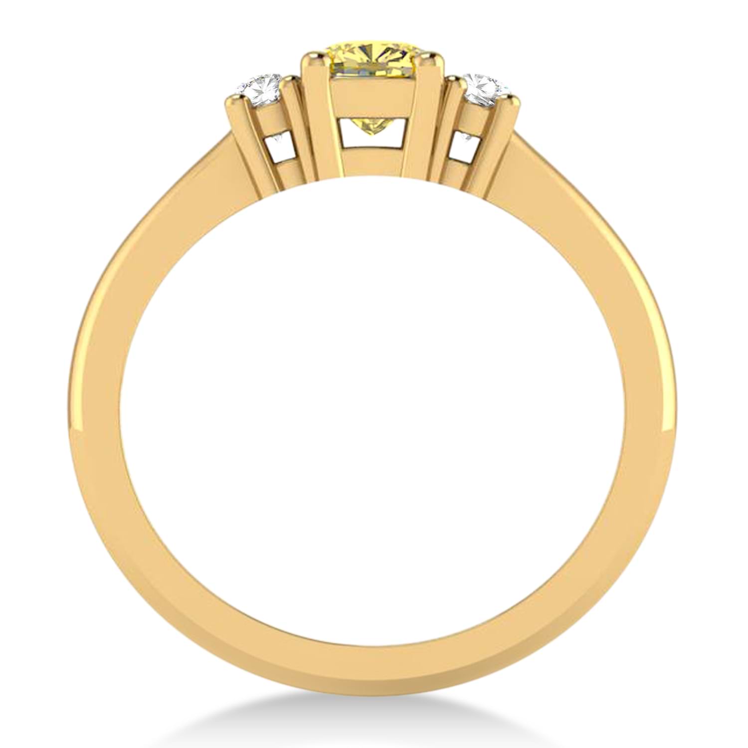 Cushion Yellow & White Diamond Three-Stone Engagement Ring 14k Yellow Gold (0.60ct)