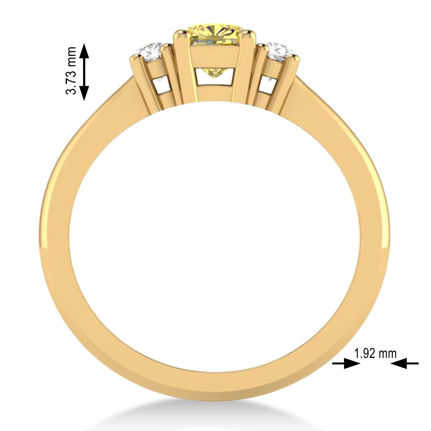 Cushion Yellow & White Diamond Three-Stone Engagement Ring 14k Yellow Gold (0.60ct)