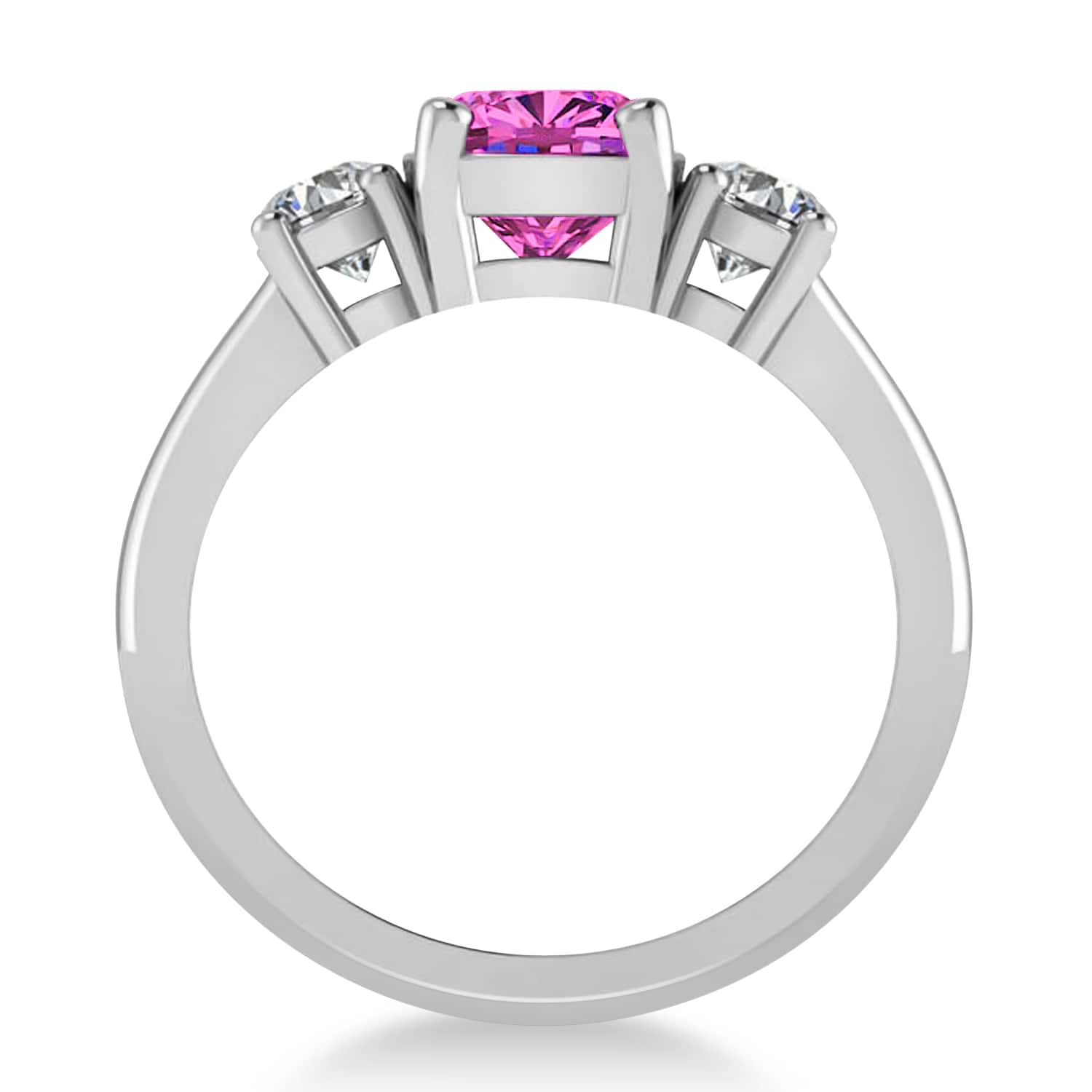 Cushion & Round 3-Stone Pink Topaz & Diamond Engagement Ring 14k White Gold (2.50ct)