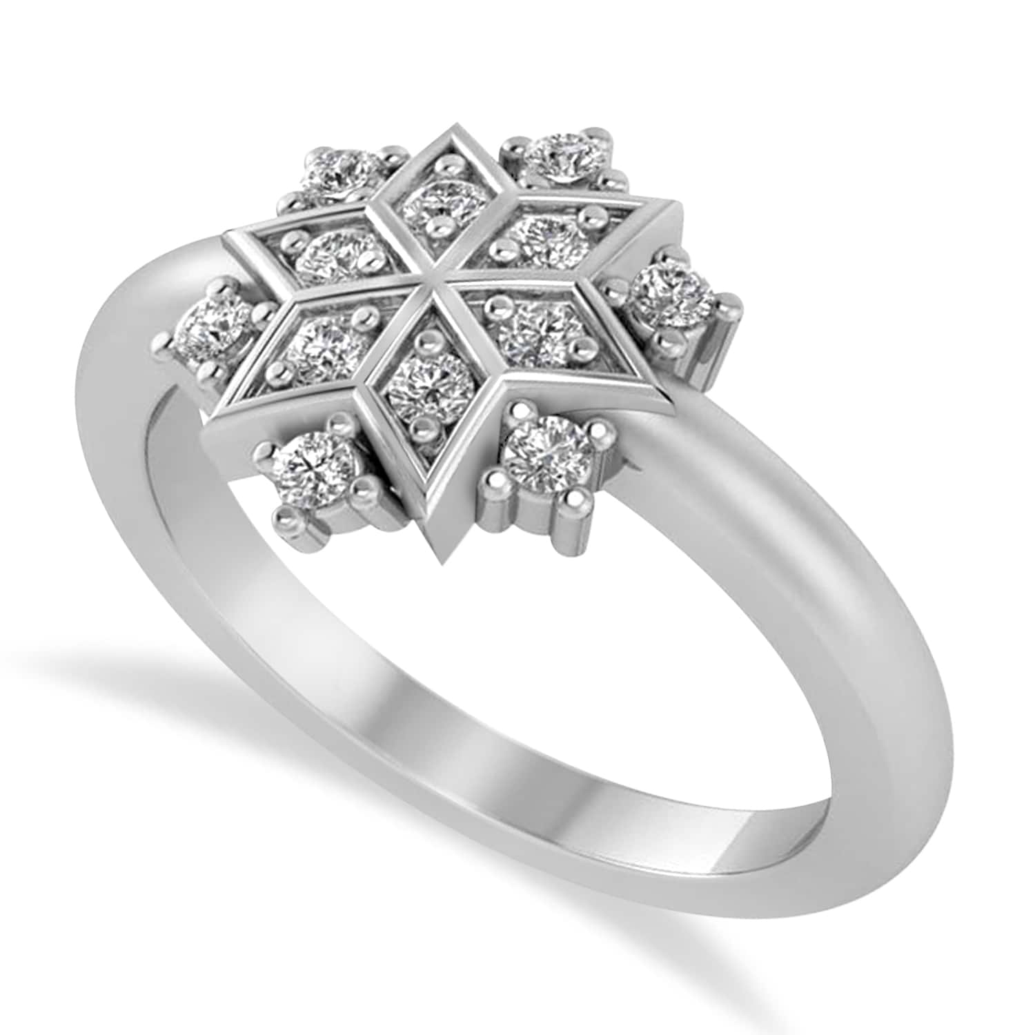 Diamond Snowflake Ring/Wedding Band 14k White Gold (0.24ct)