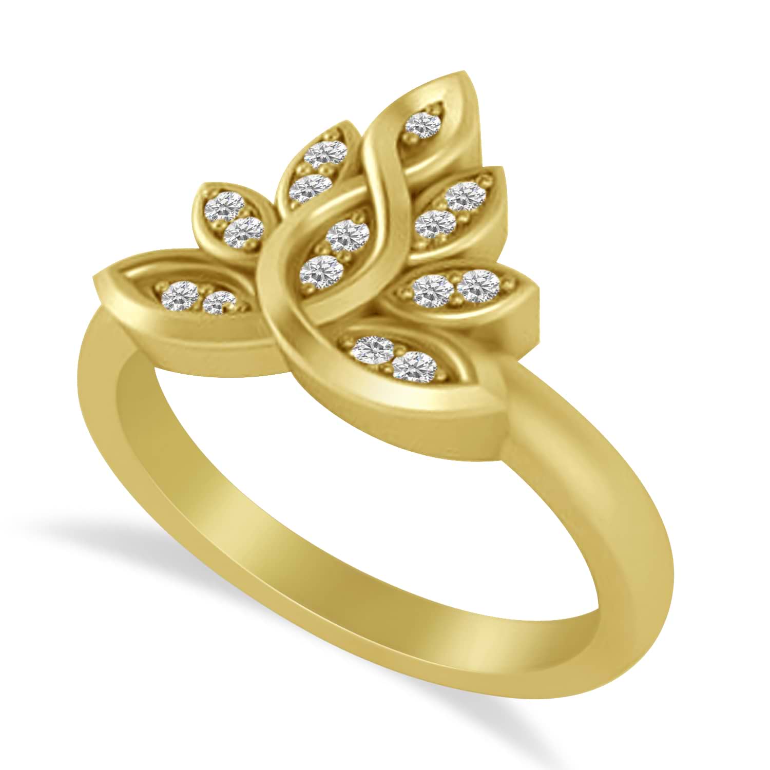 Diamond Lotus Flower Ring 14k Yellow Gold (0.15ct)