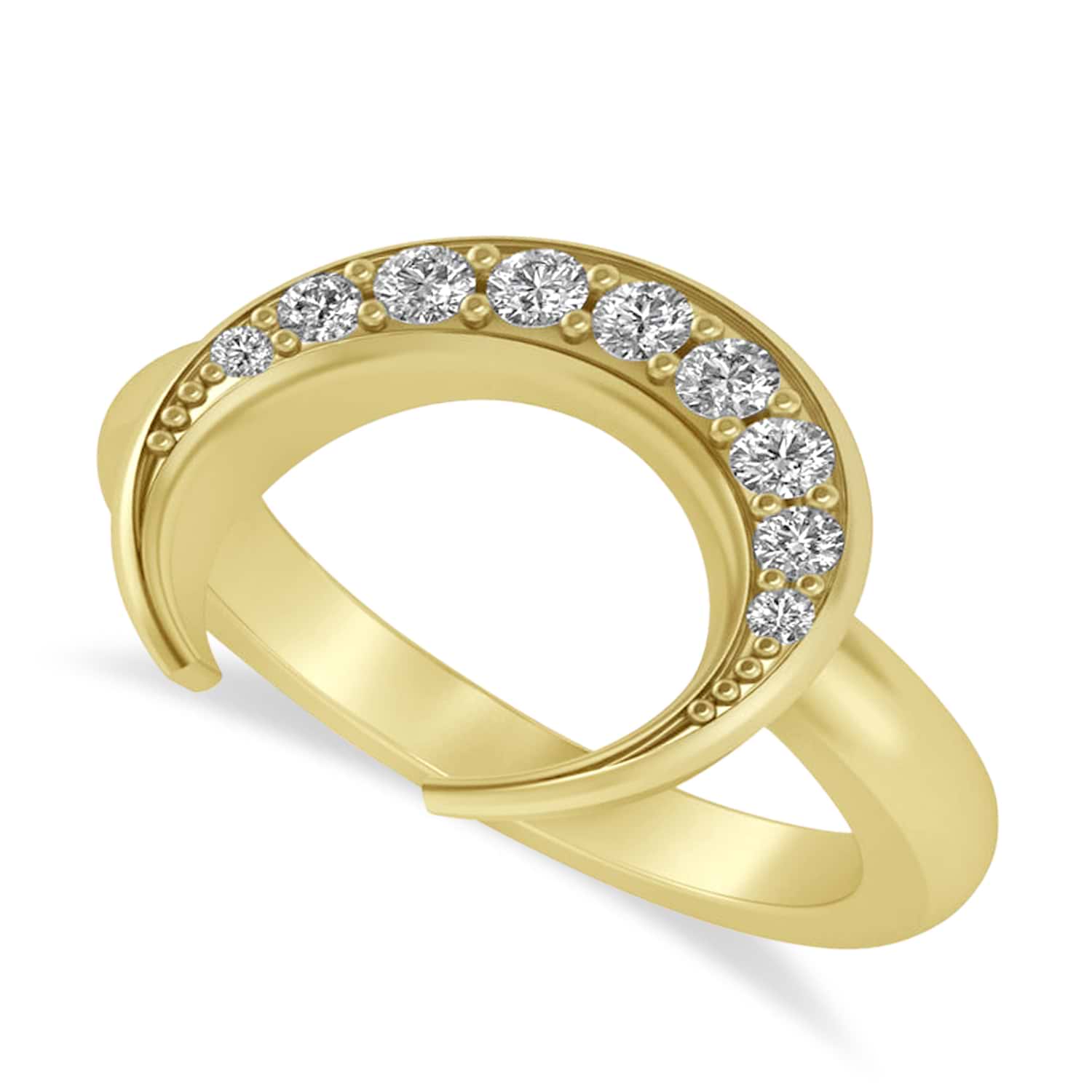 Diamond Horn Crescent Moon Ring 14k Yellow Gold (0.21ct)