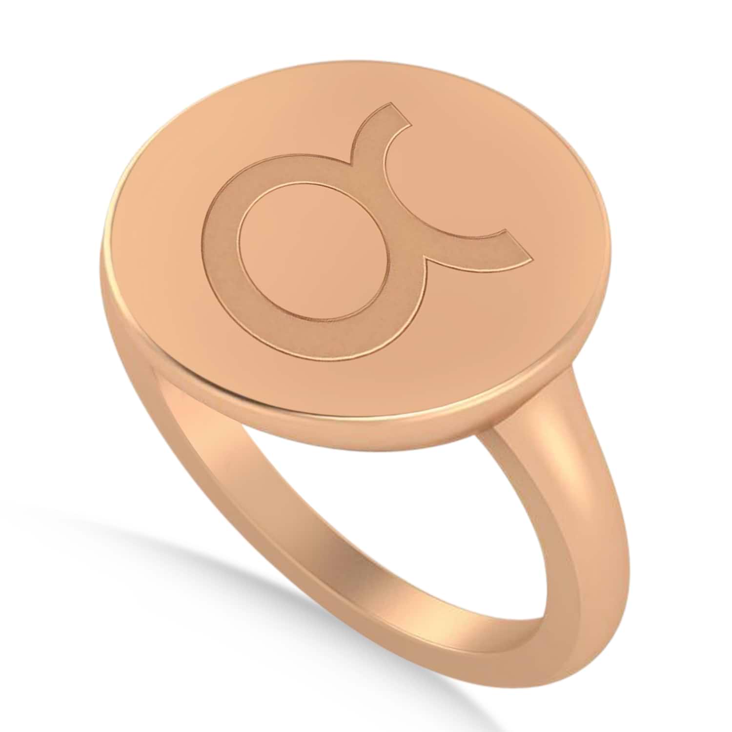 Taurus Disk Zodiac Ring 14k Rose Gold