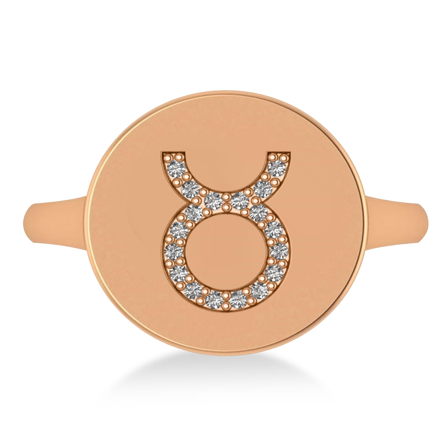 Diamond Taurus Zodiac Disk Ring 14k Rose Gold (0.09ct)