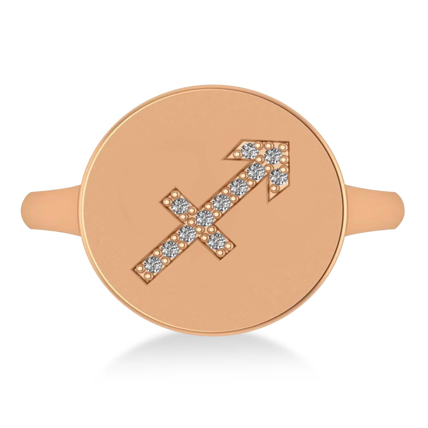 Diamond Sagittarius Zodiac Disk Ring 14k Rose Gold (0.06ct)