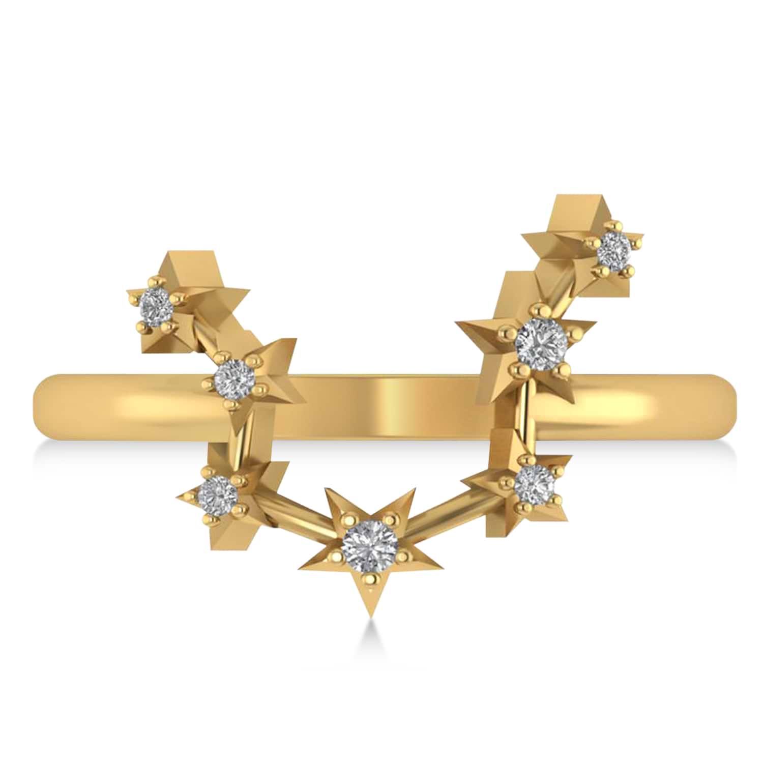 Diamond Aquarius Zodiac Constellation Star Ring 14k Yellow Gold (0.09ct)