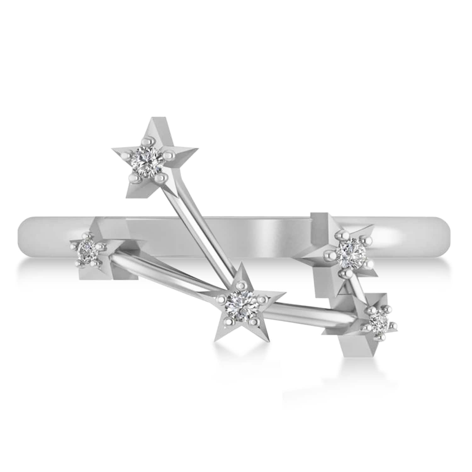 Diamond Taurus Zodiac Constellation Star Ring 14k White Gold (0.08ct)