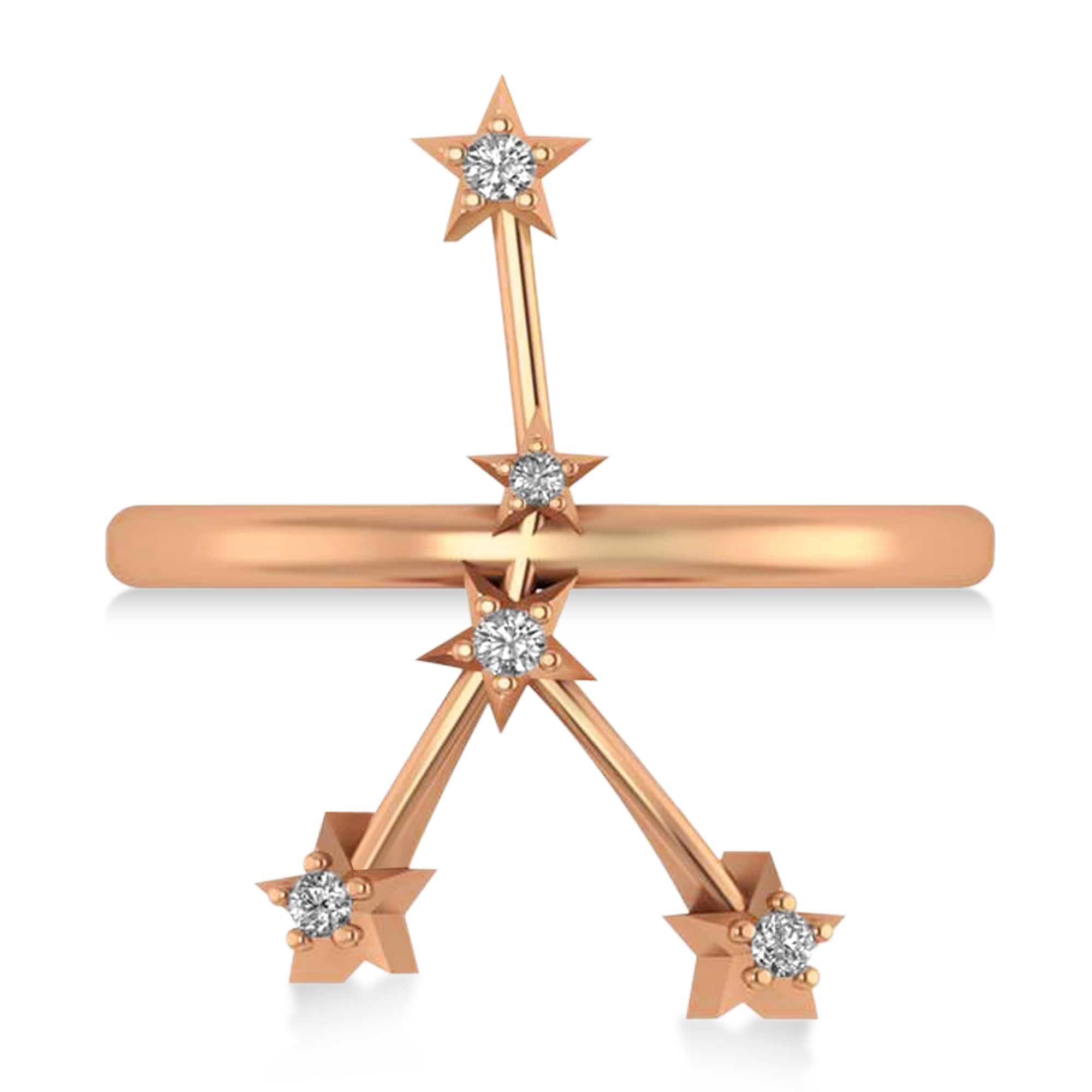 Diamond Cancer Zodiac Constellation Star Ring 14k Rose Gold (0.09ct)