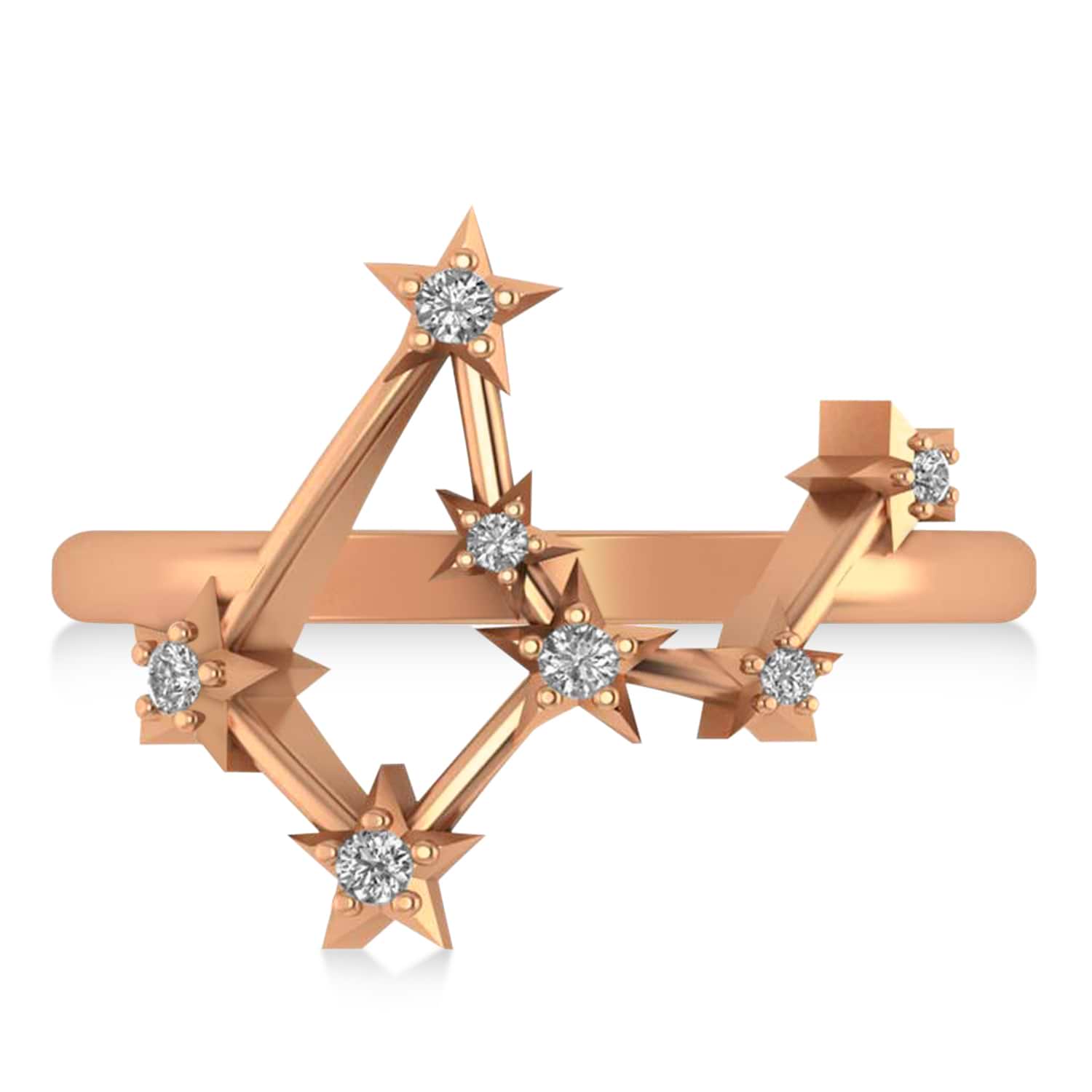 Diamond Virgo Zodiac Constellation Star Ring 14k Rose Gold (0.11ct)