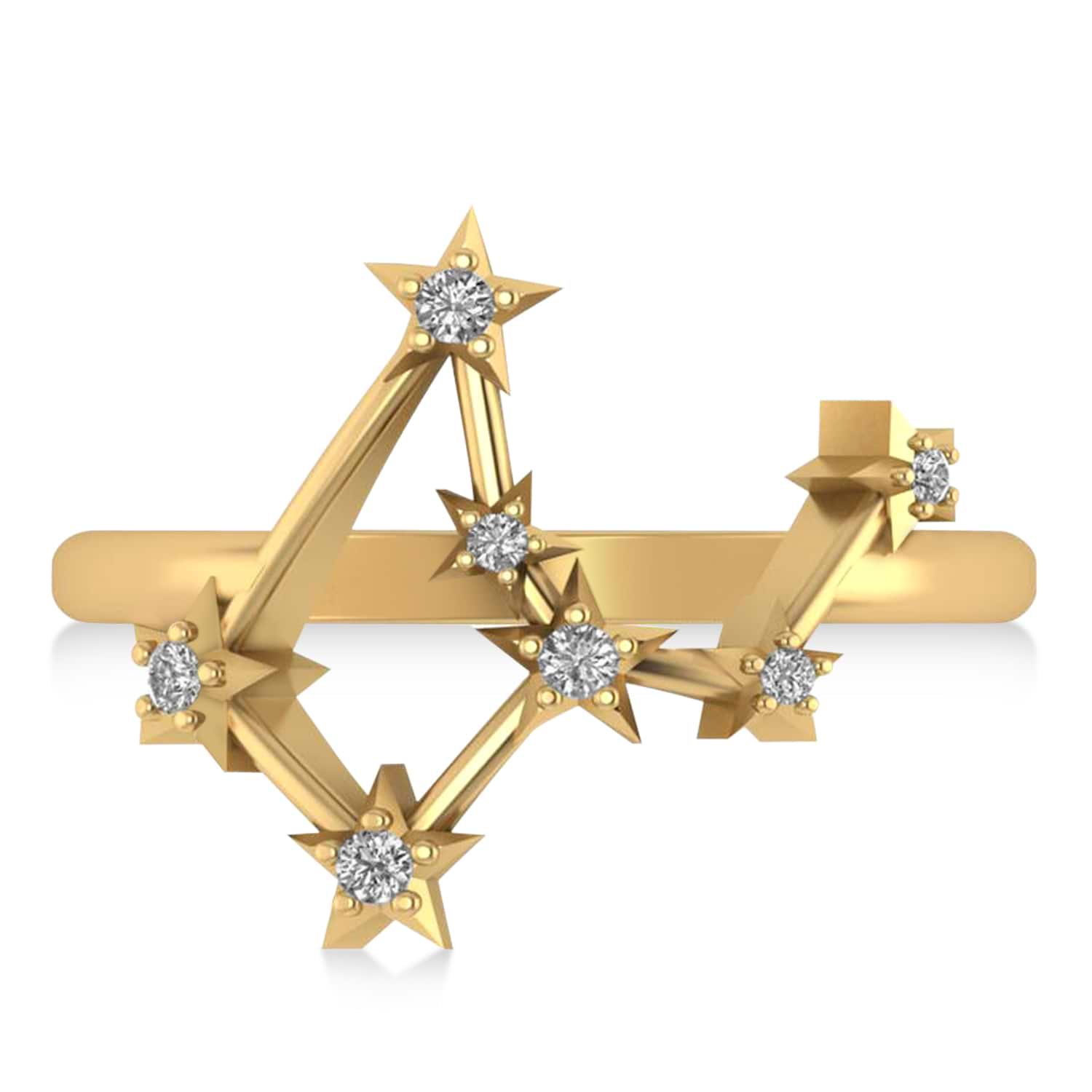 Diamond Virgo Zodiac Constellation Star Ring 14k Yellow Gold (0.11ct)